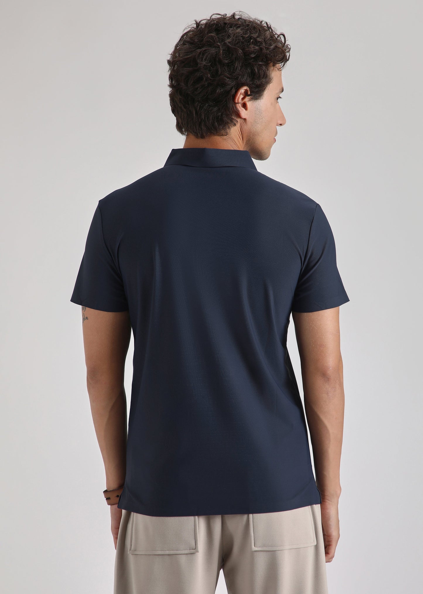 Blue Plain Stitchless Polo T-shirt