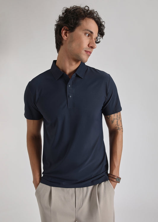 Blue Plain Stitchless Polo T-shirt