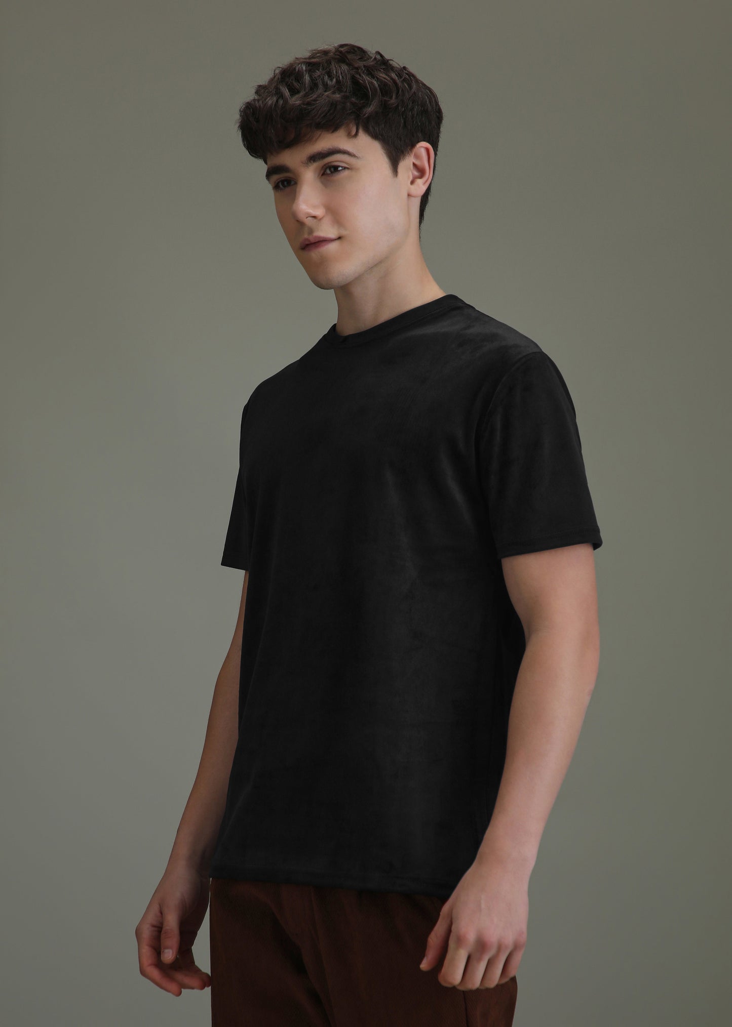 Bold Black Plain Suede T-shirt