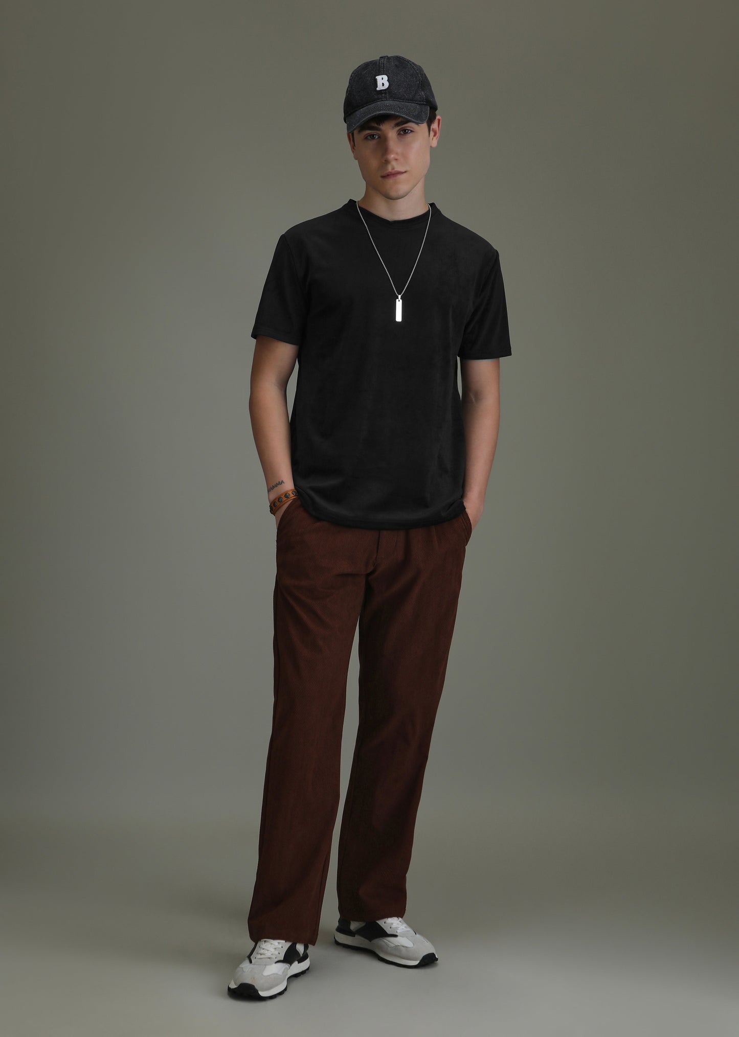 Bold Black Plain Suede T-shirt