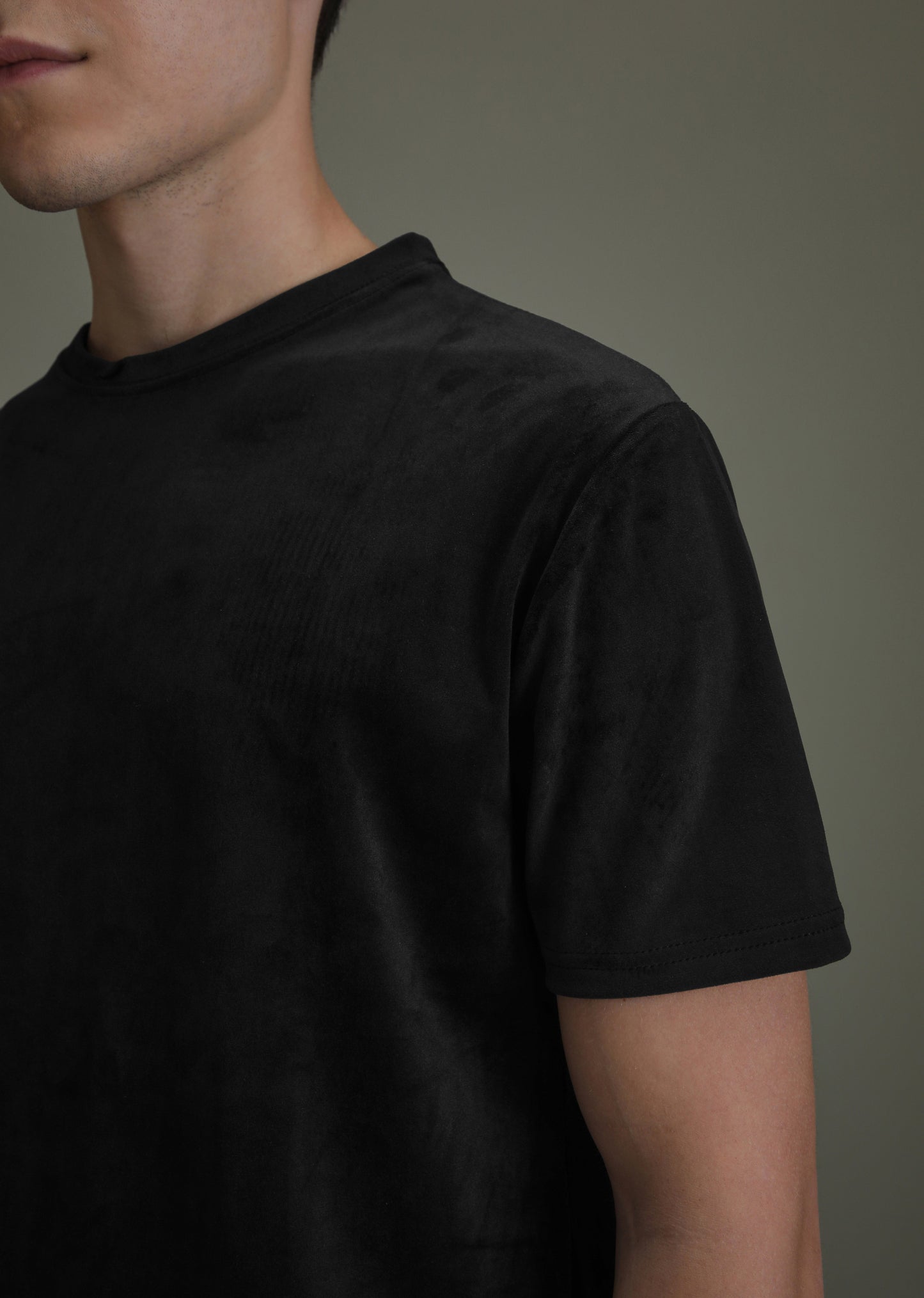 Bold Black Plain Suede T-shirt
