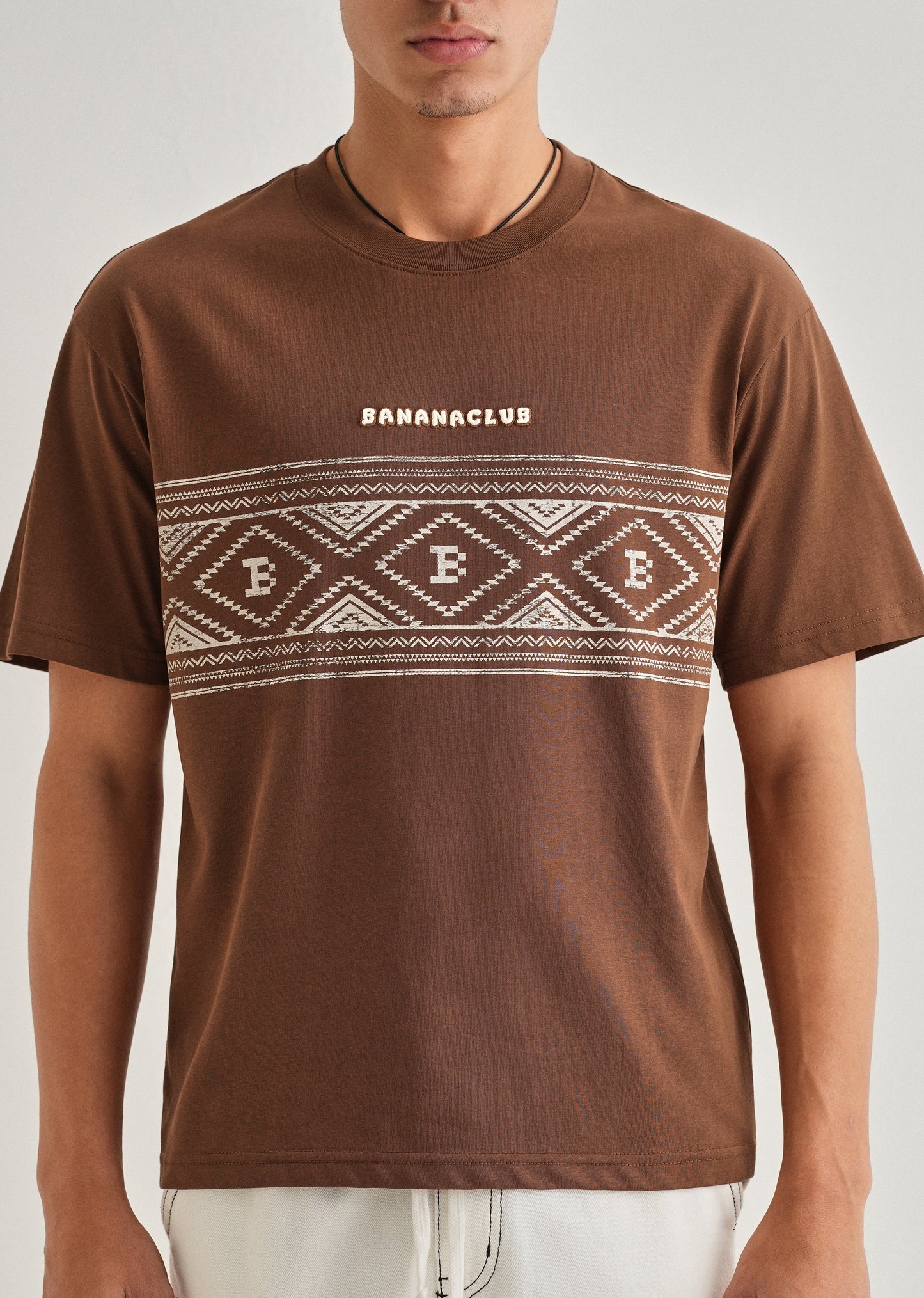 Brown Aztec Printed Oversized T-shirt