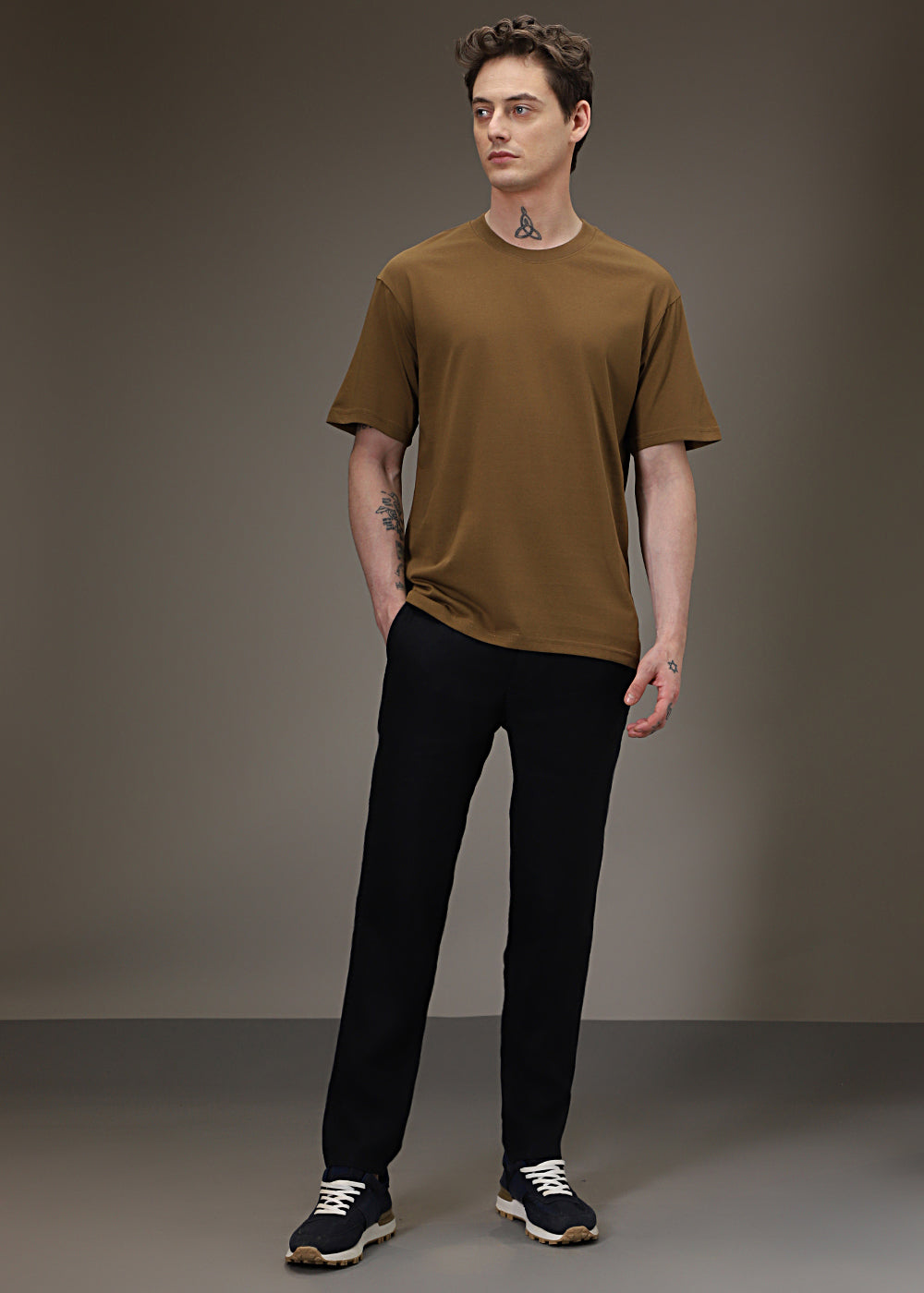 Brown Plain Basic Oversized T-shirt