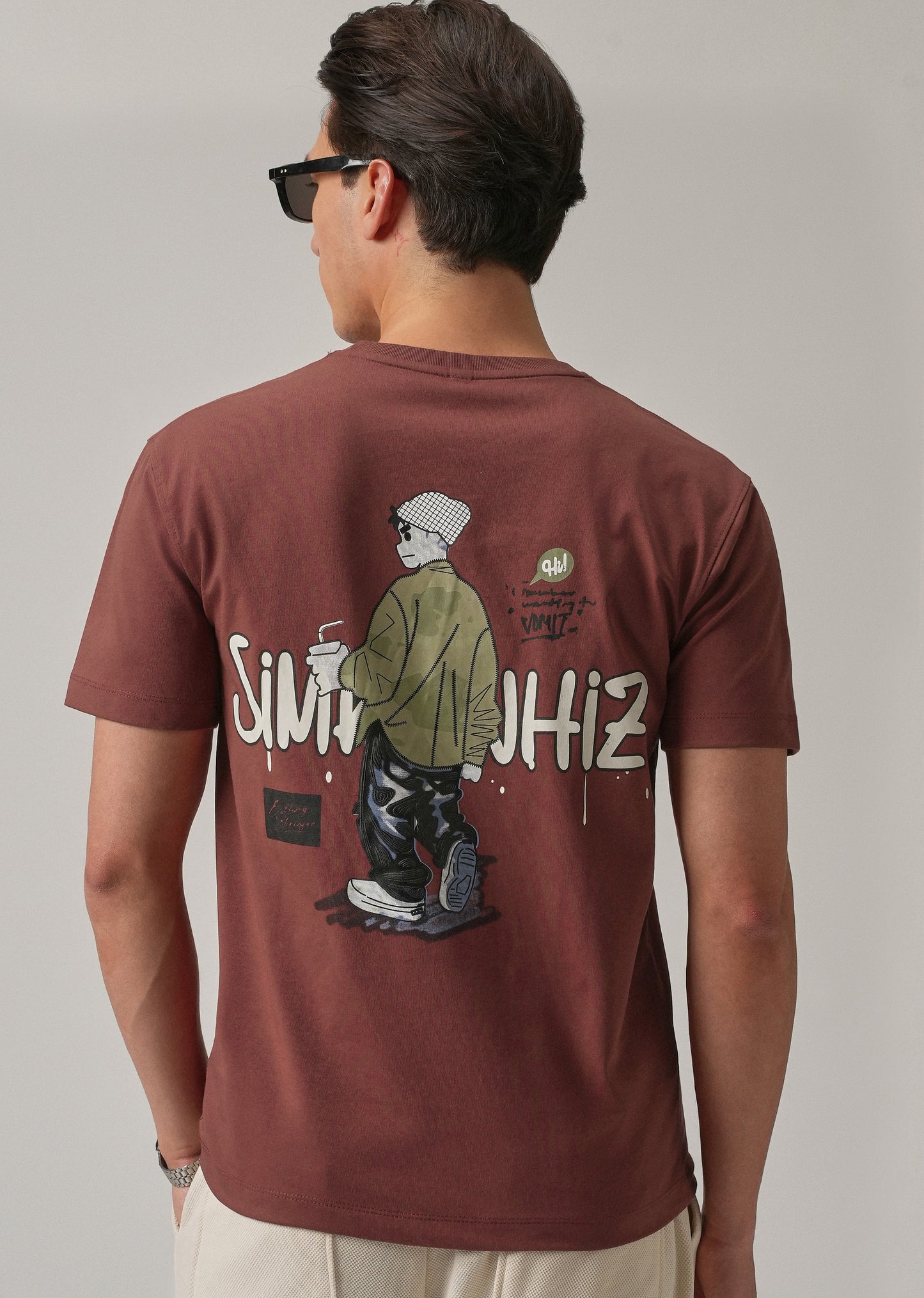 Brown Printed Slim Fit T-Shirt