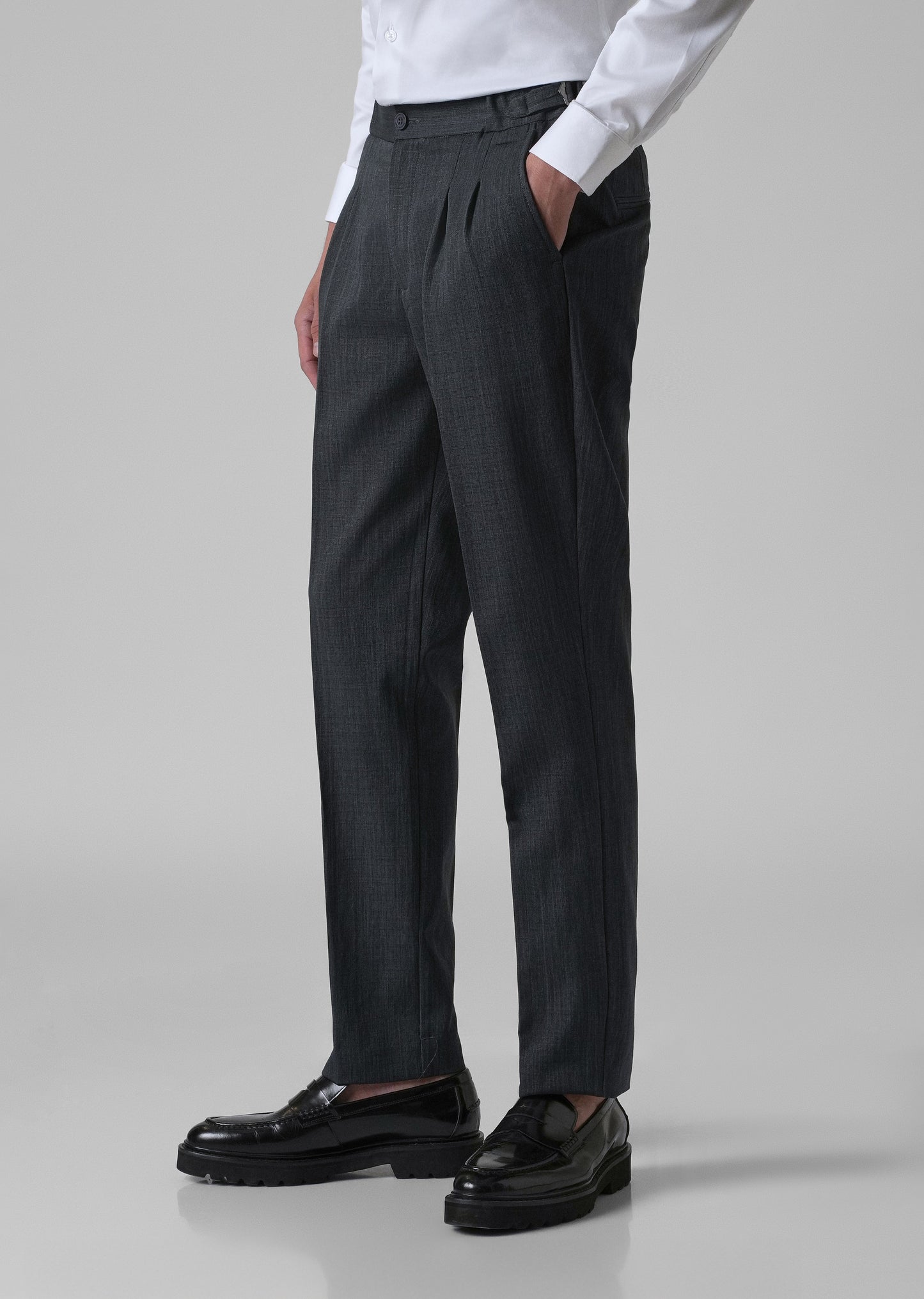 Burnt Grey Pleated Gurkha Pant