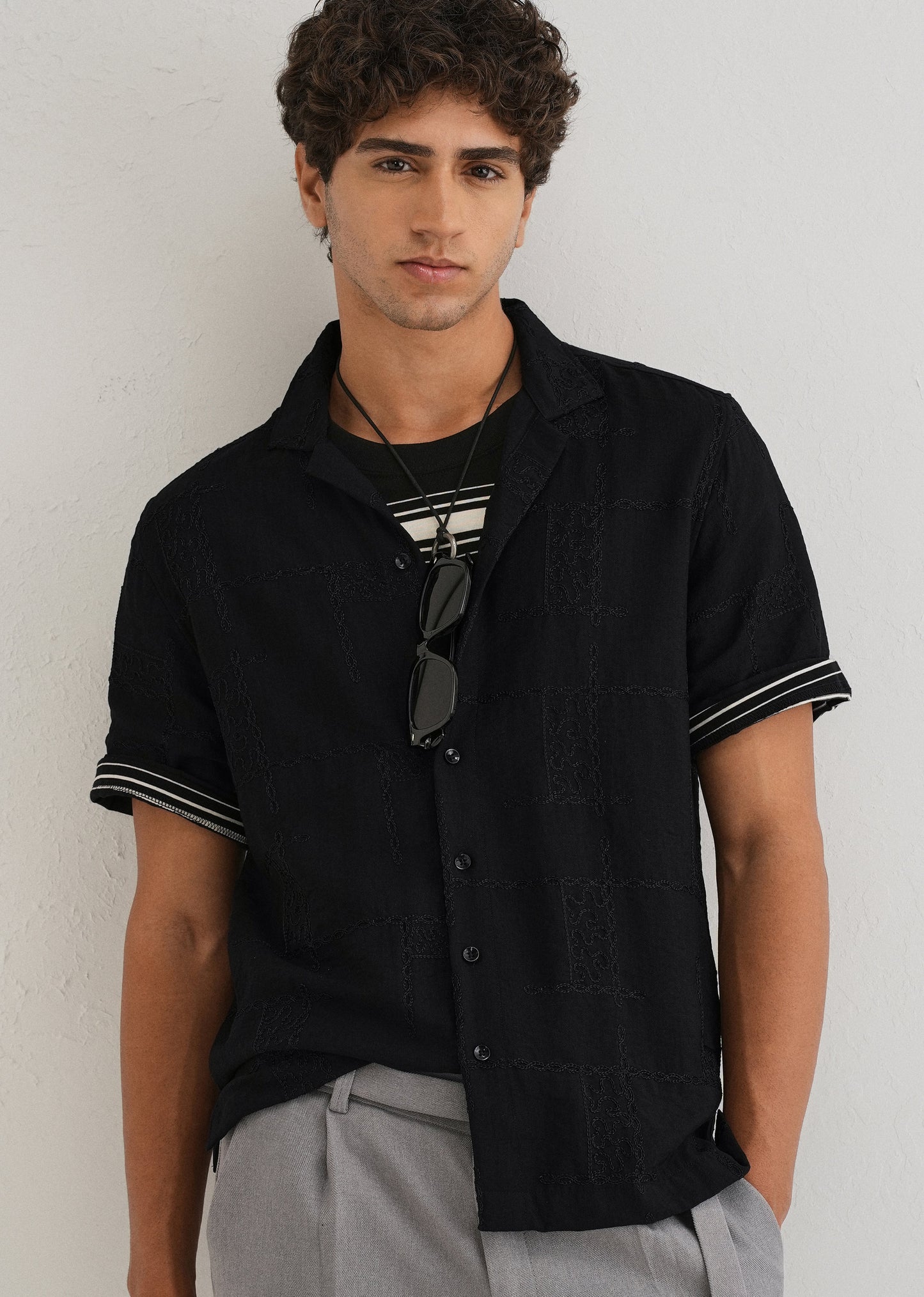 Carbon Black Embroidered Shirt