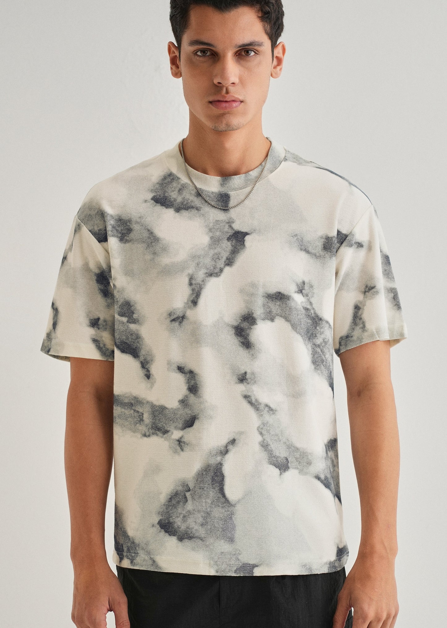 Charcoal Cloud Wash Textured Oversized T-shirt