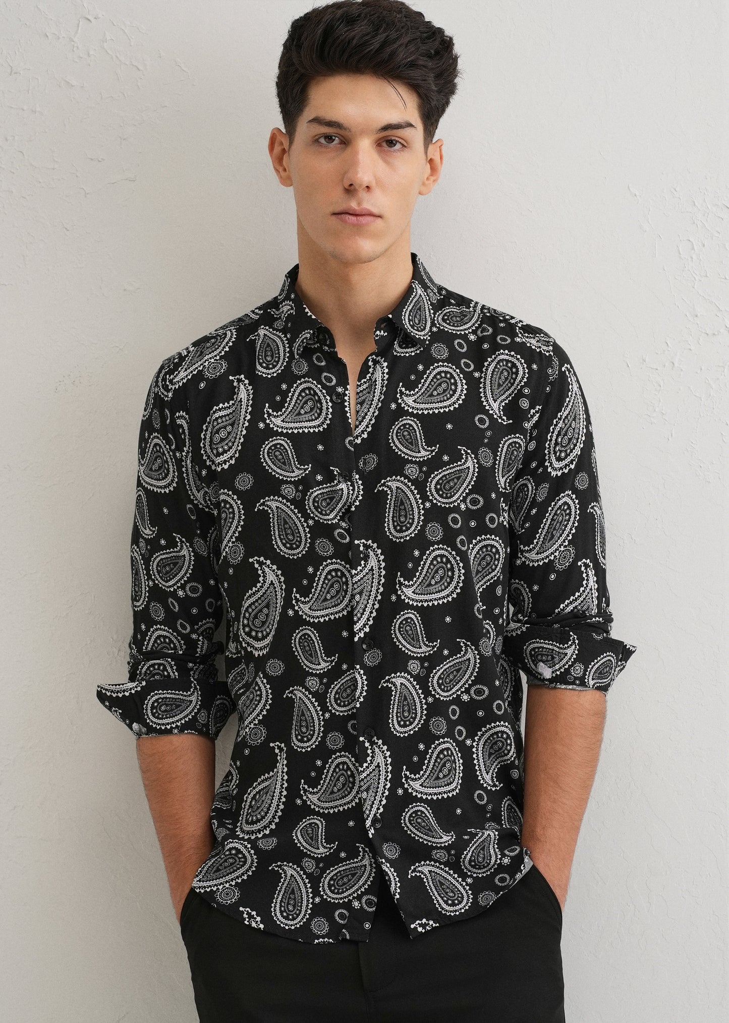 Charcoal Paisley Print Shirt