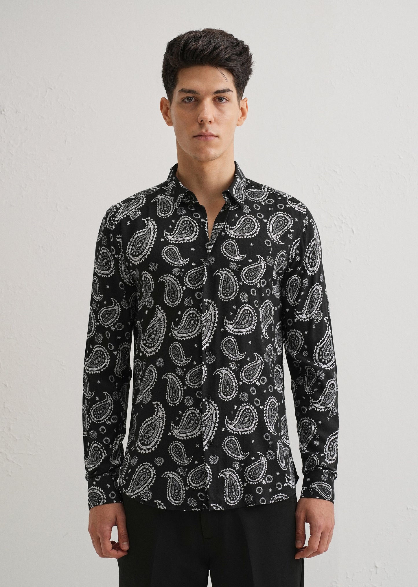 Charcoal Paisley Print Shirt