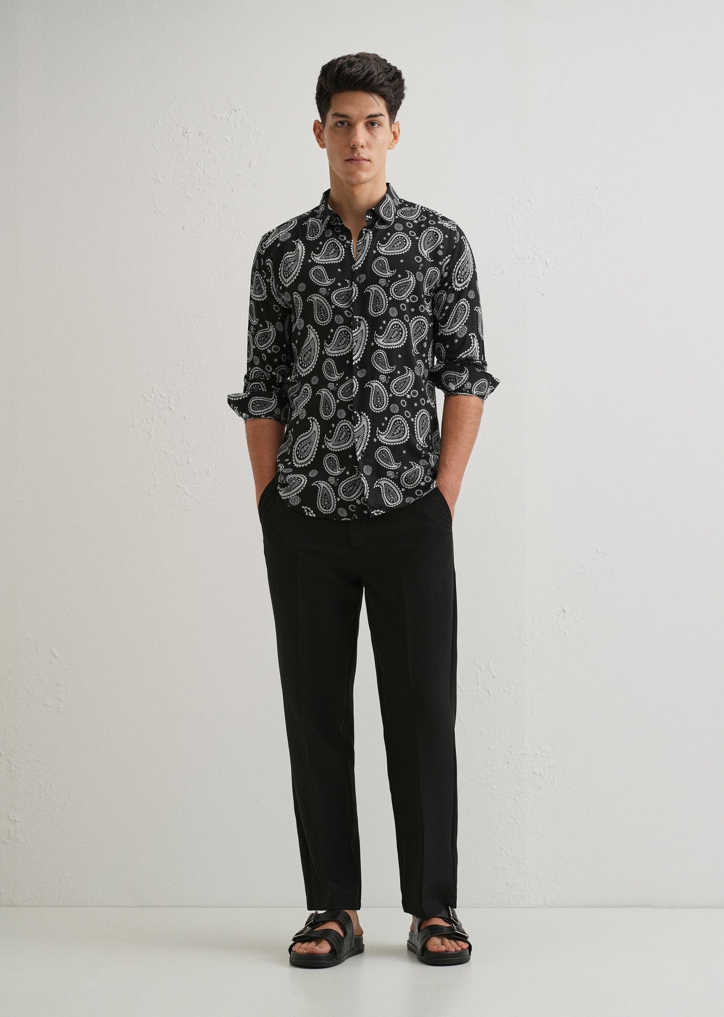 Charcoal Paisley Print Shirt