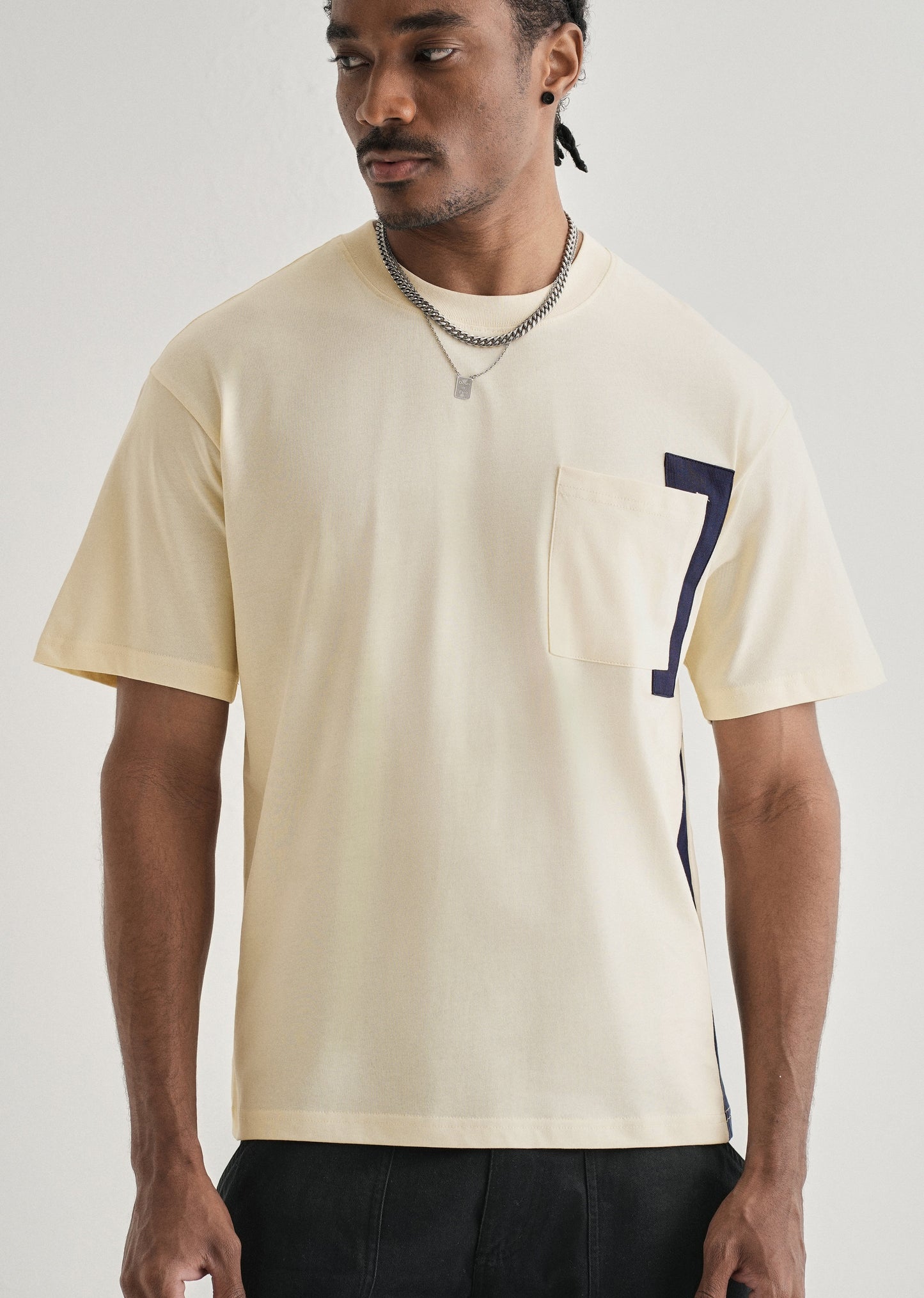 Cream Colourblock Oversized T-shirt