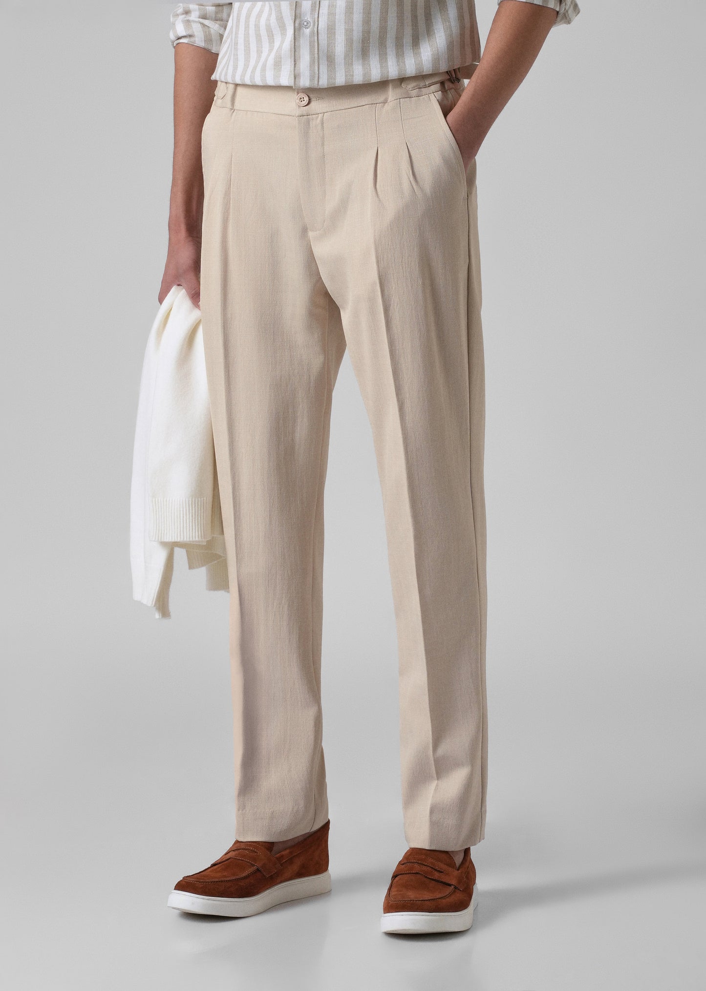 Cream Pleated Gurkha Pant