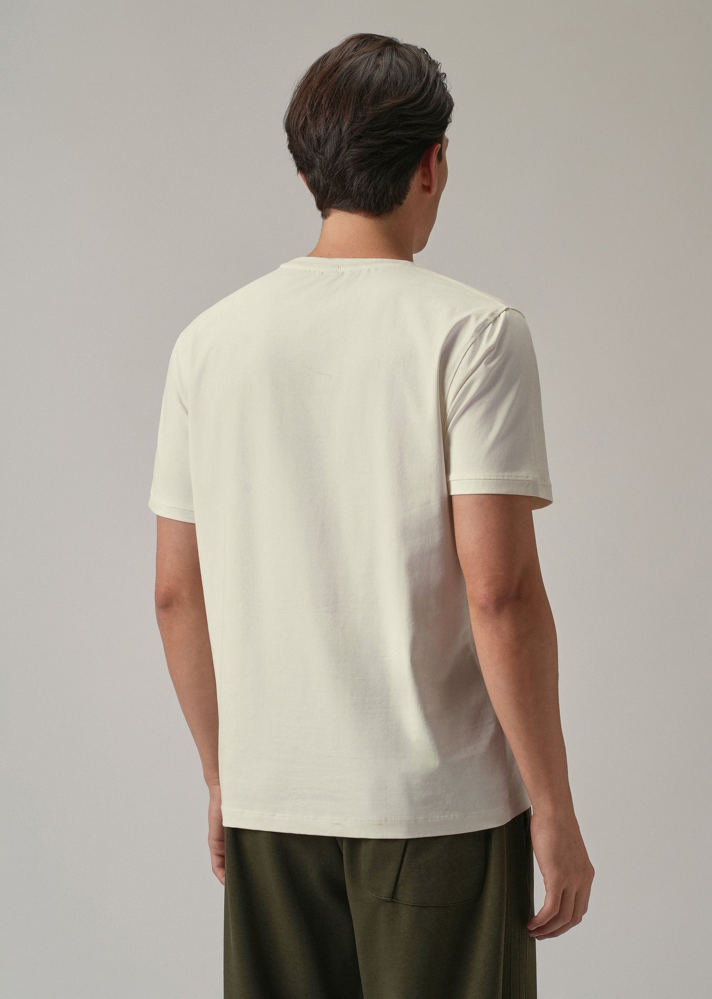 Cream Printed Slim Fit T-Shirt