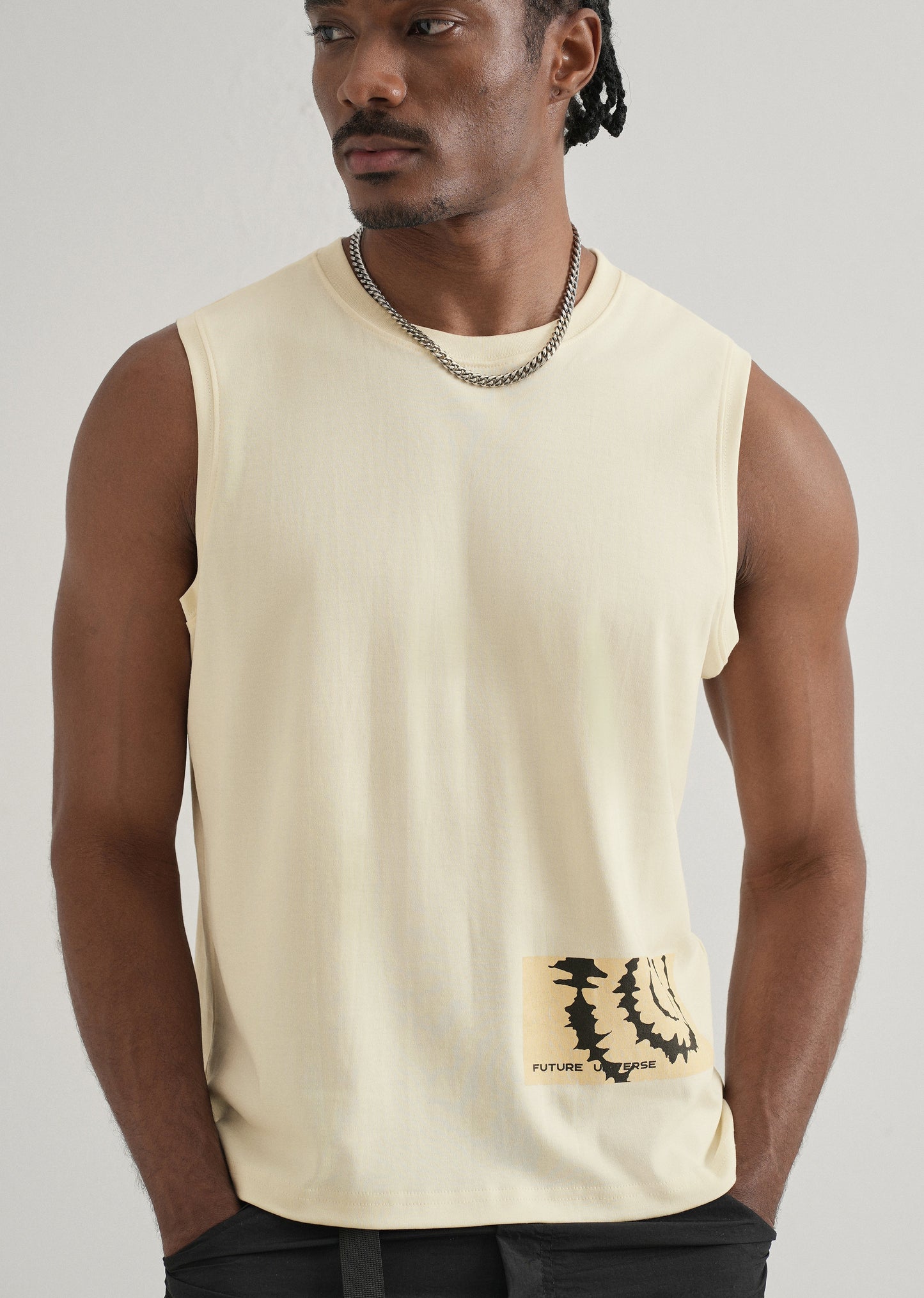 Cream Printed Tank