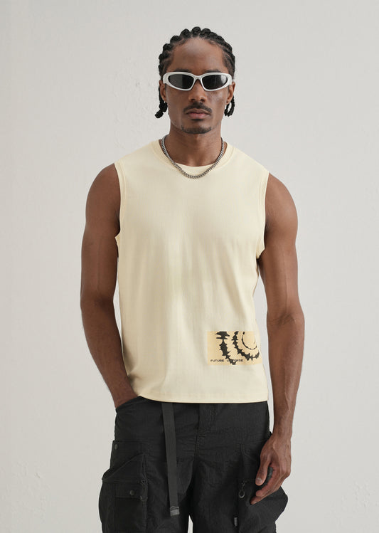 Cream Printed Tank