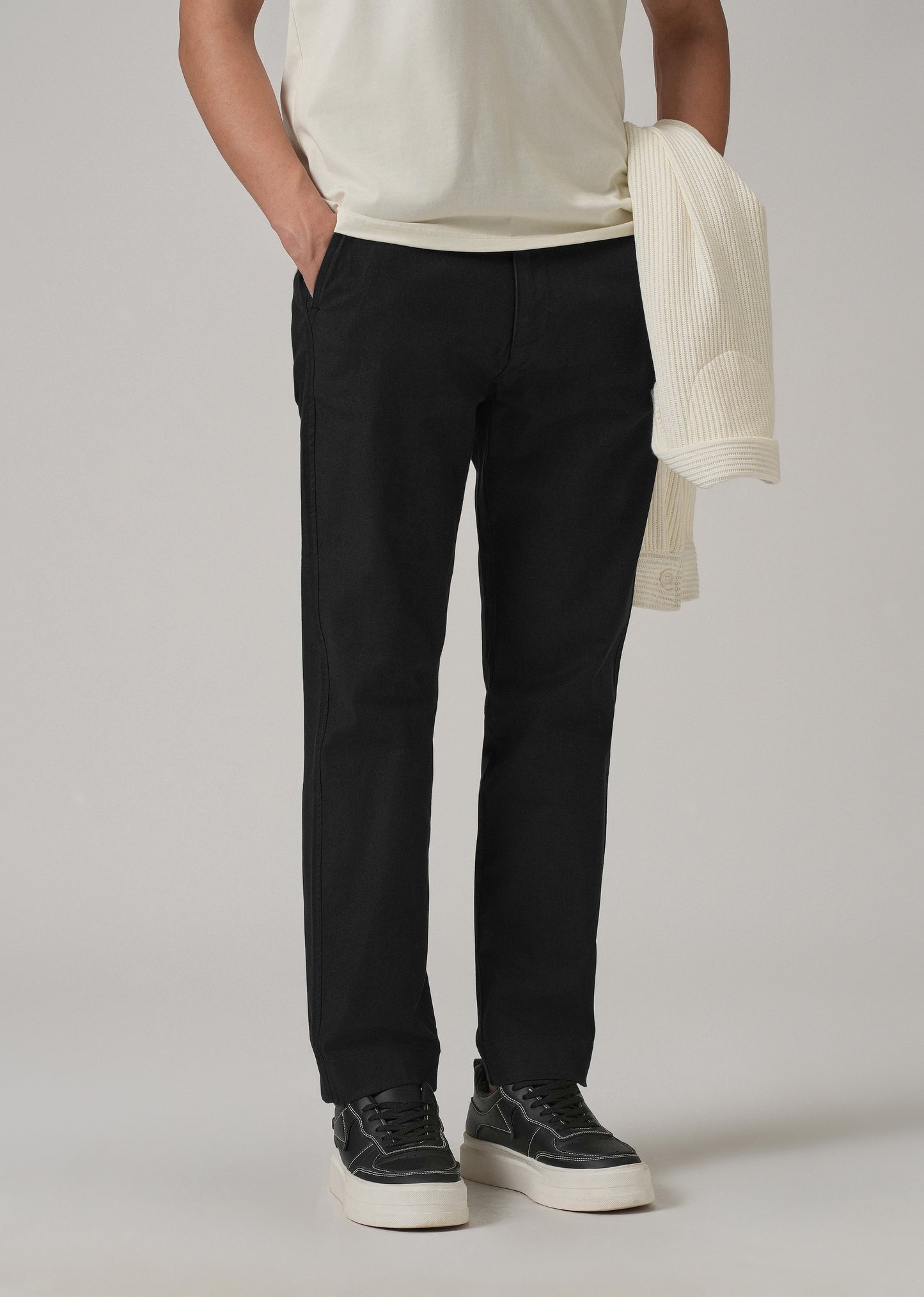 Dark Black Cotton Trouser