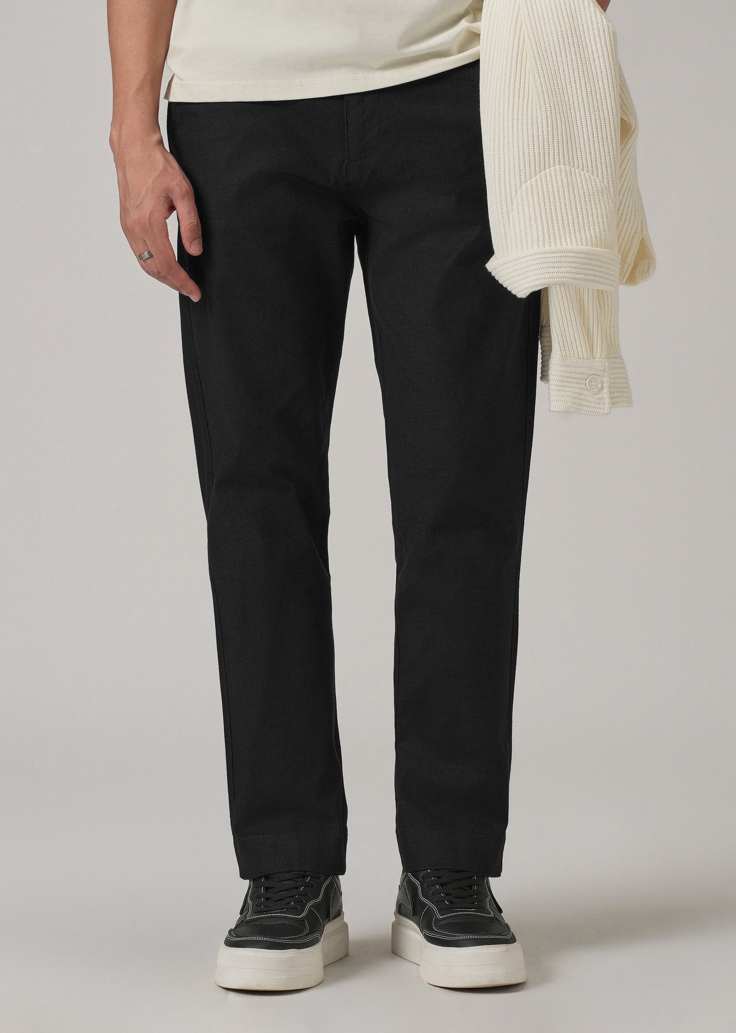 Dark Black Cotton Trouser