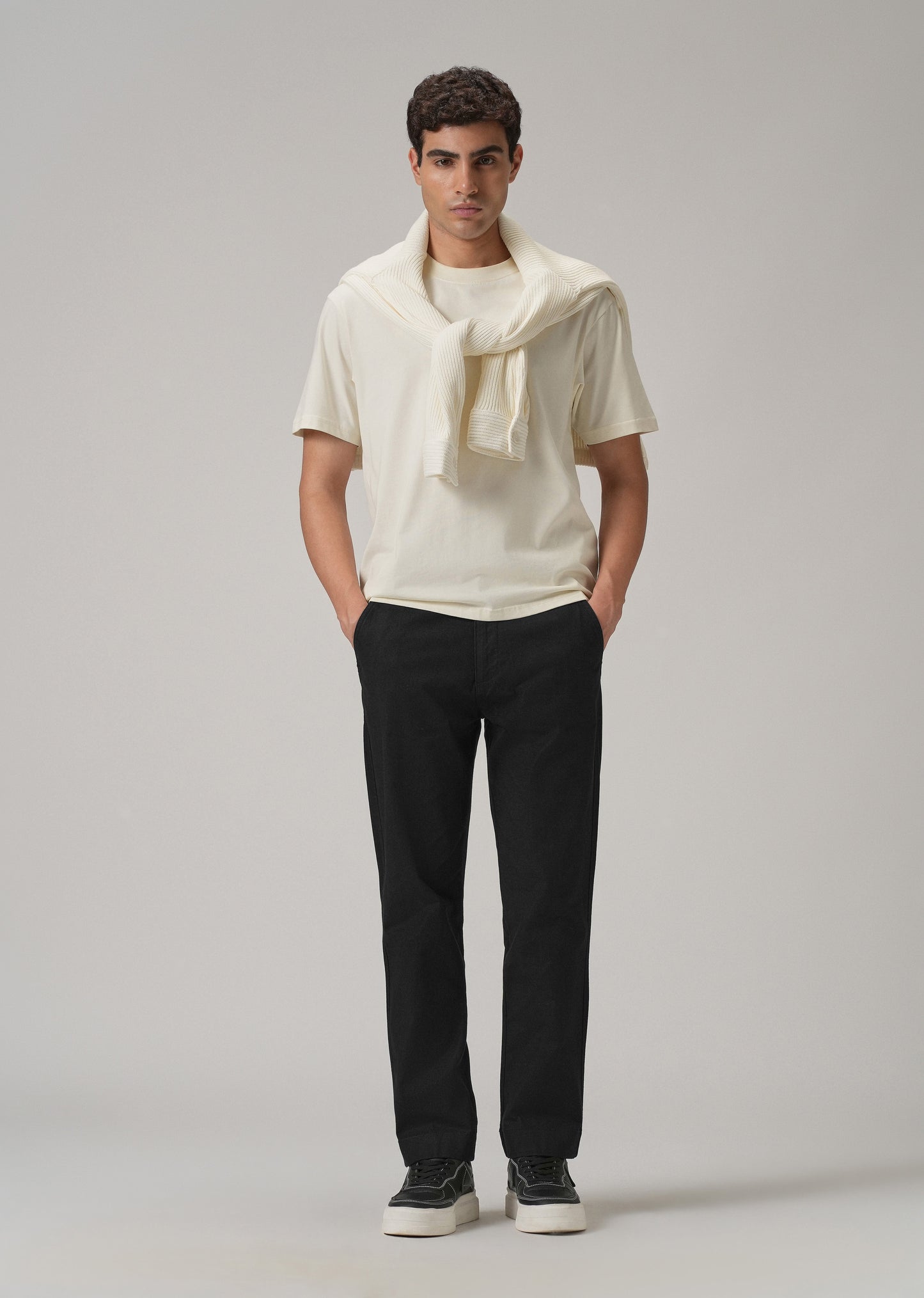 Dark Black Cotton Trouser