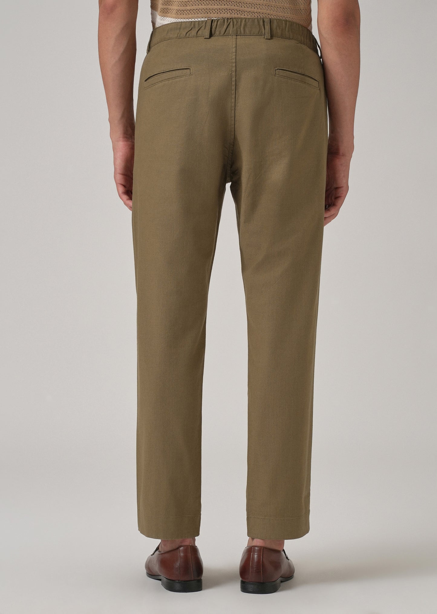 Taupe Brown Cotton Trouser