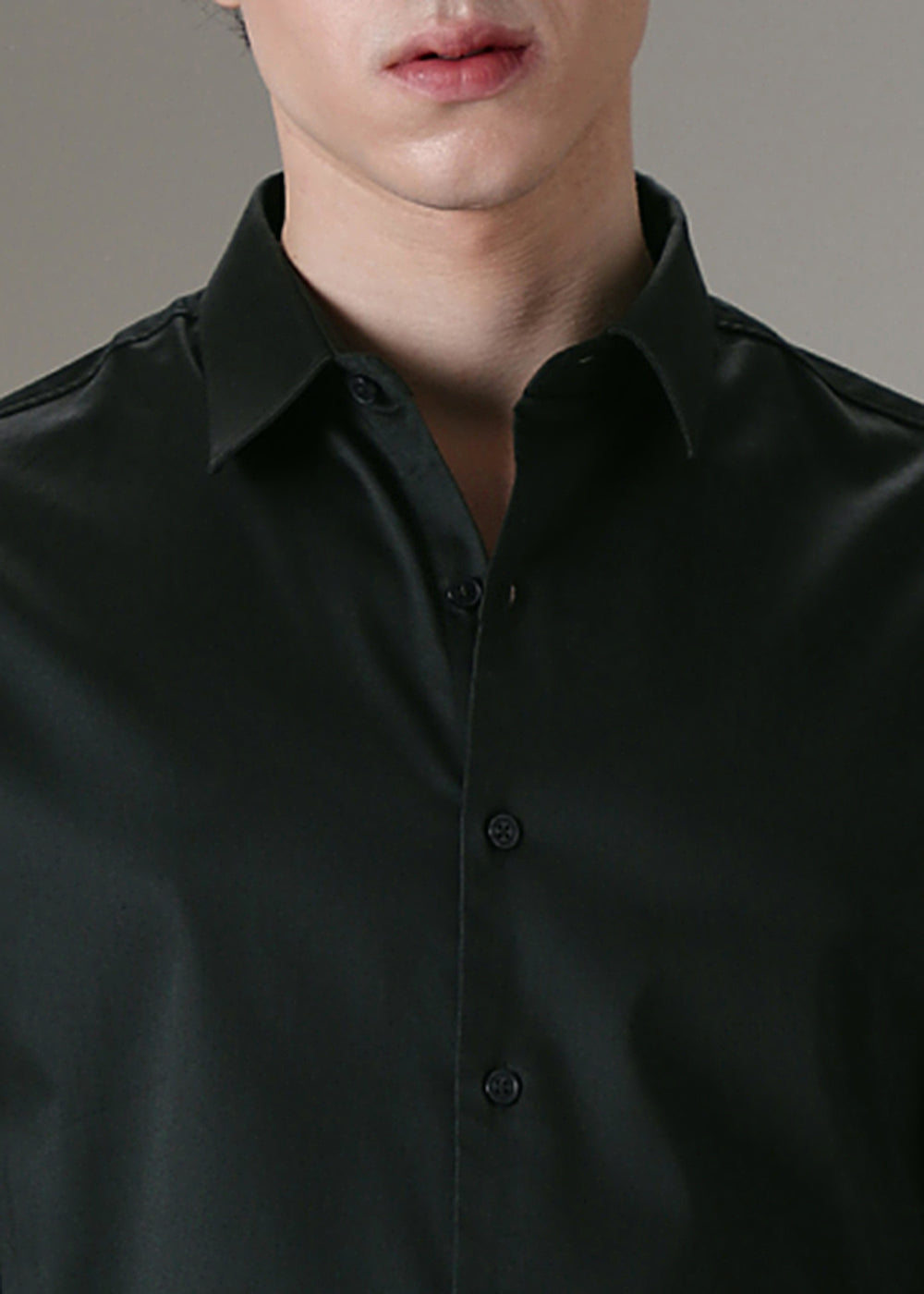 Dark Green Plain Satin Shirt