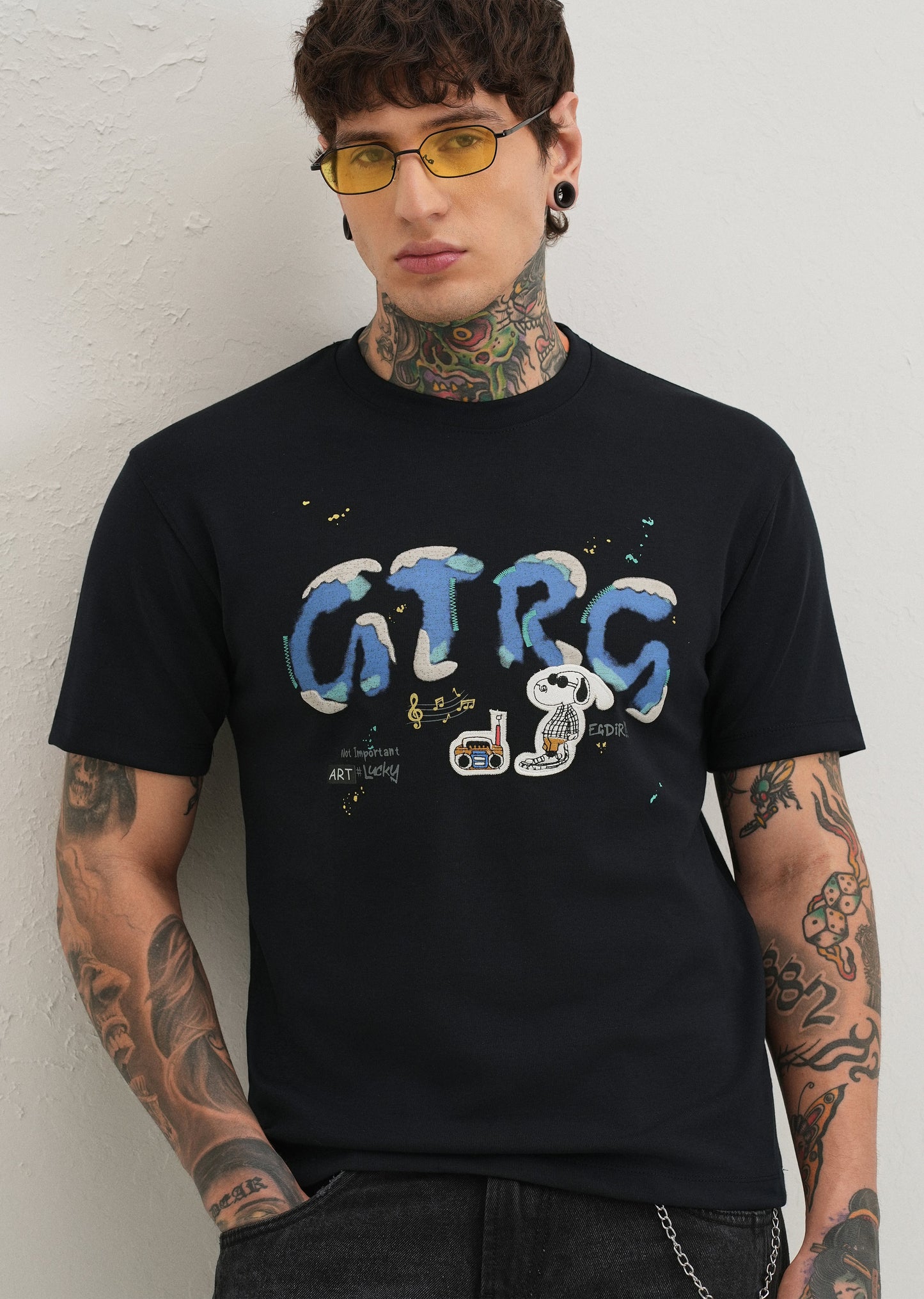 Deep Dark Blue Graphic Printed T-shirt