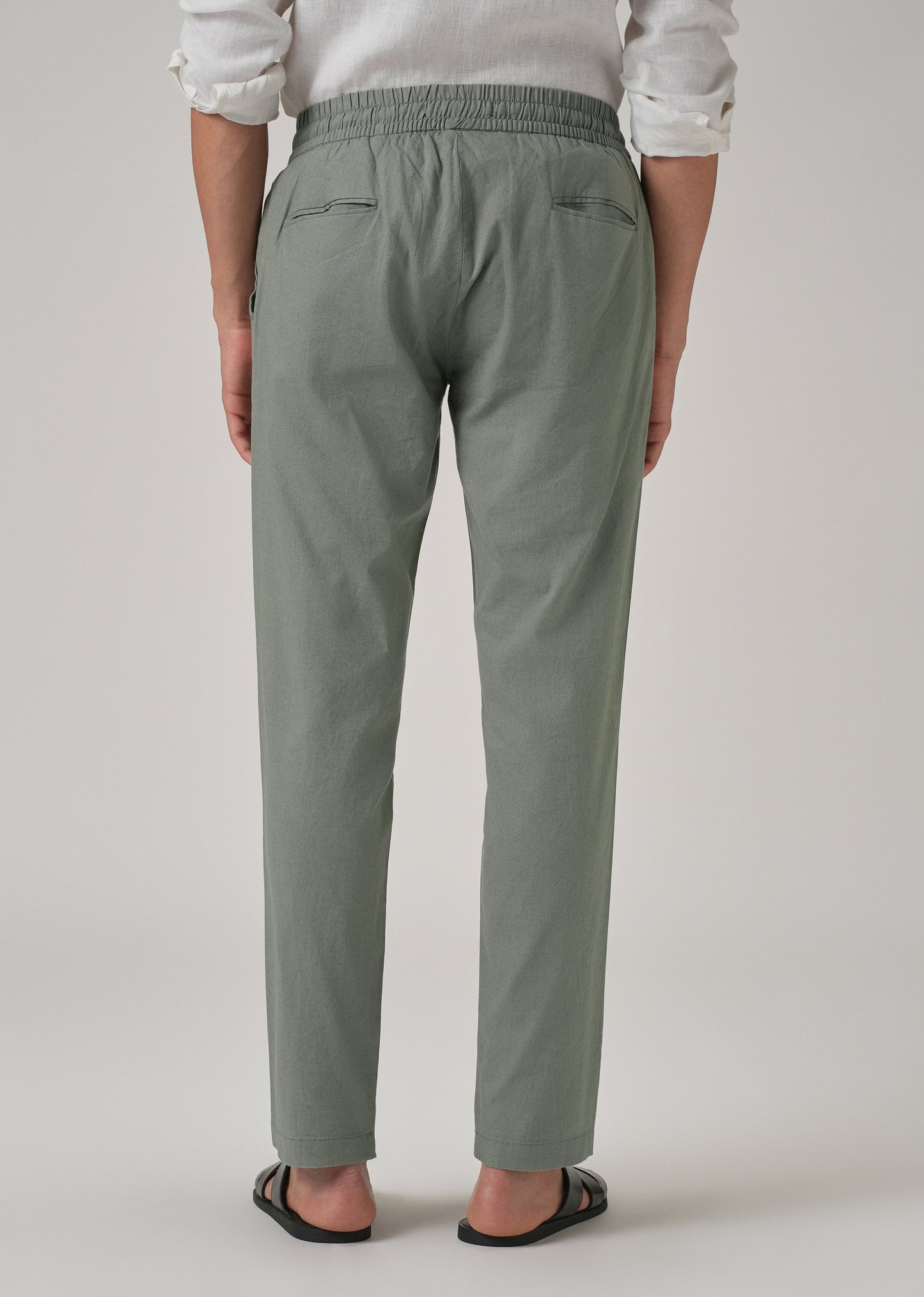 Drawstring Green Linen Pant