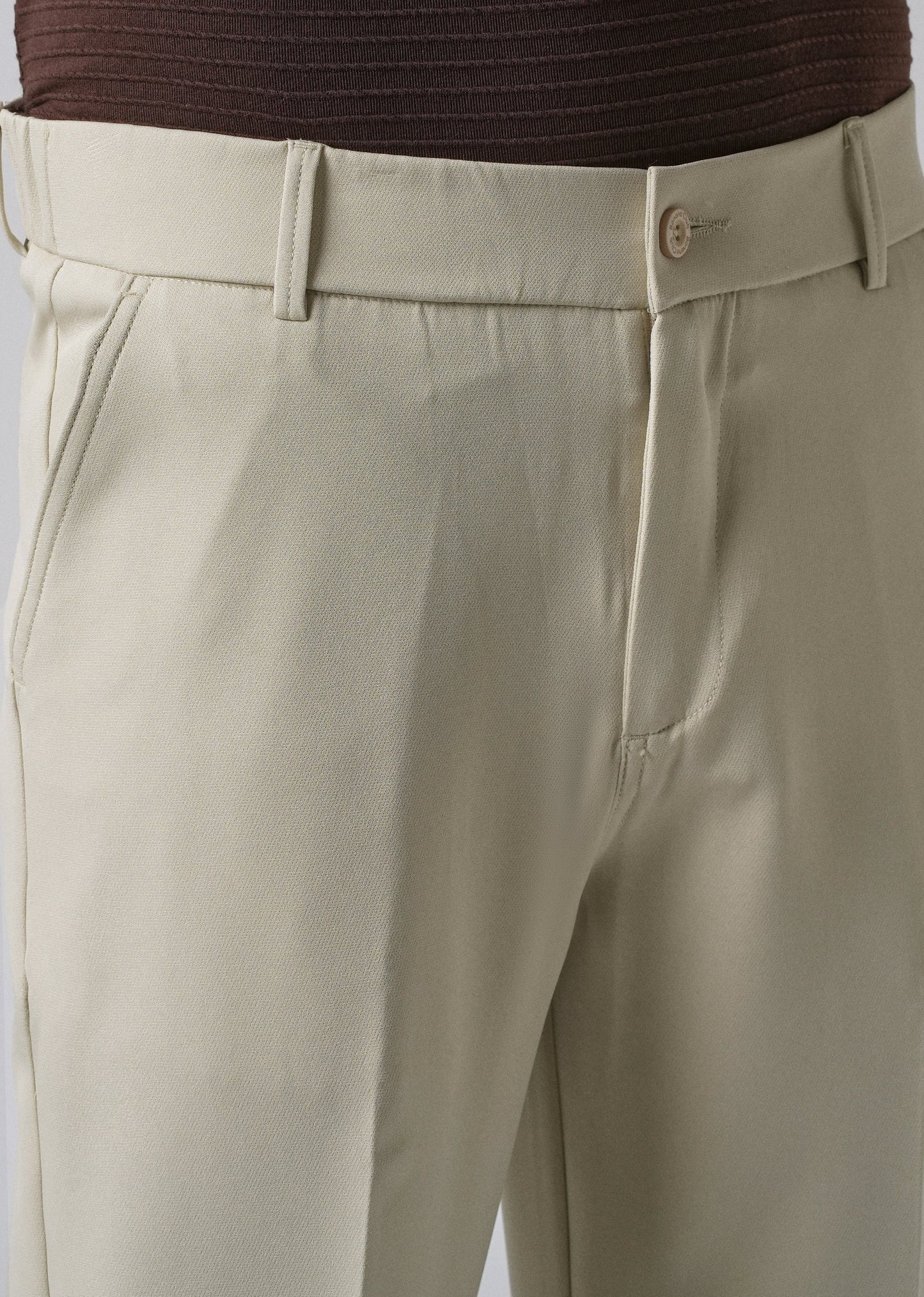 Ecru Beige Relaxed Fit Trousers