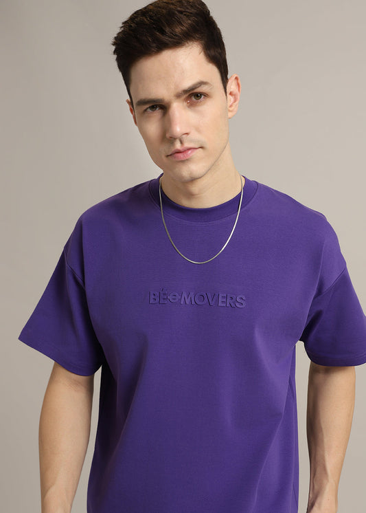 Emboss Luxe Purple Plain Oversized T-shirt