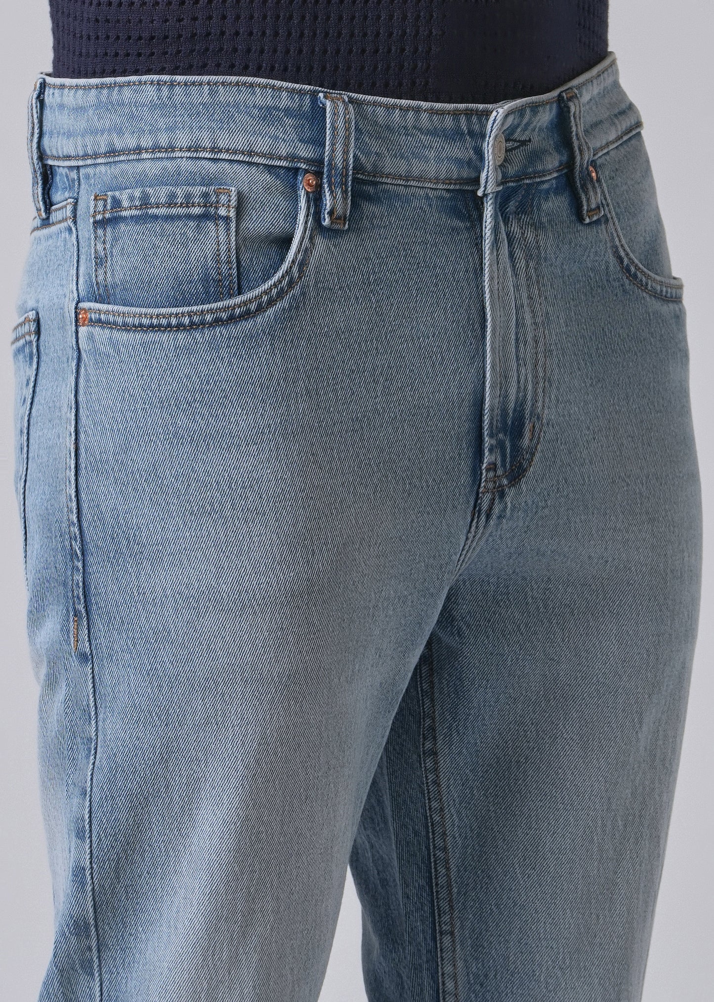Faded Light Blue Straight Fit Denim