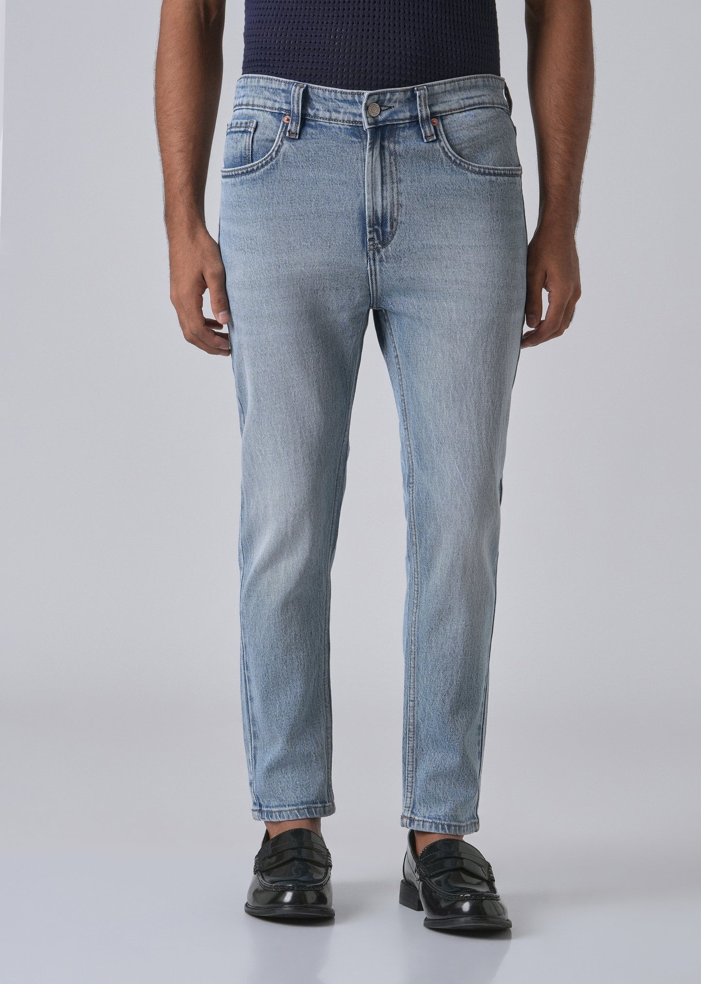 Faded Light Blue Straight Fit Denim