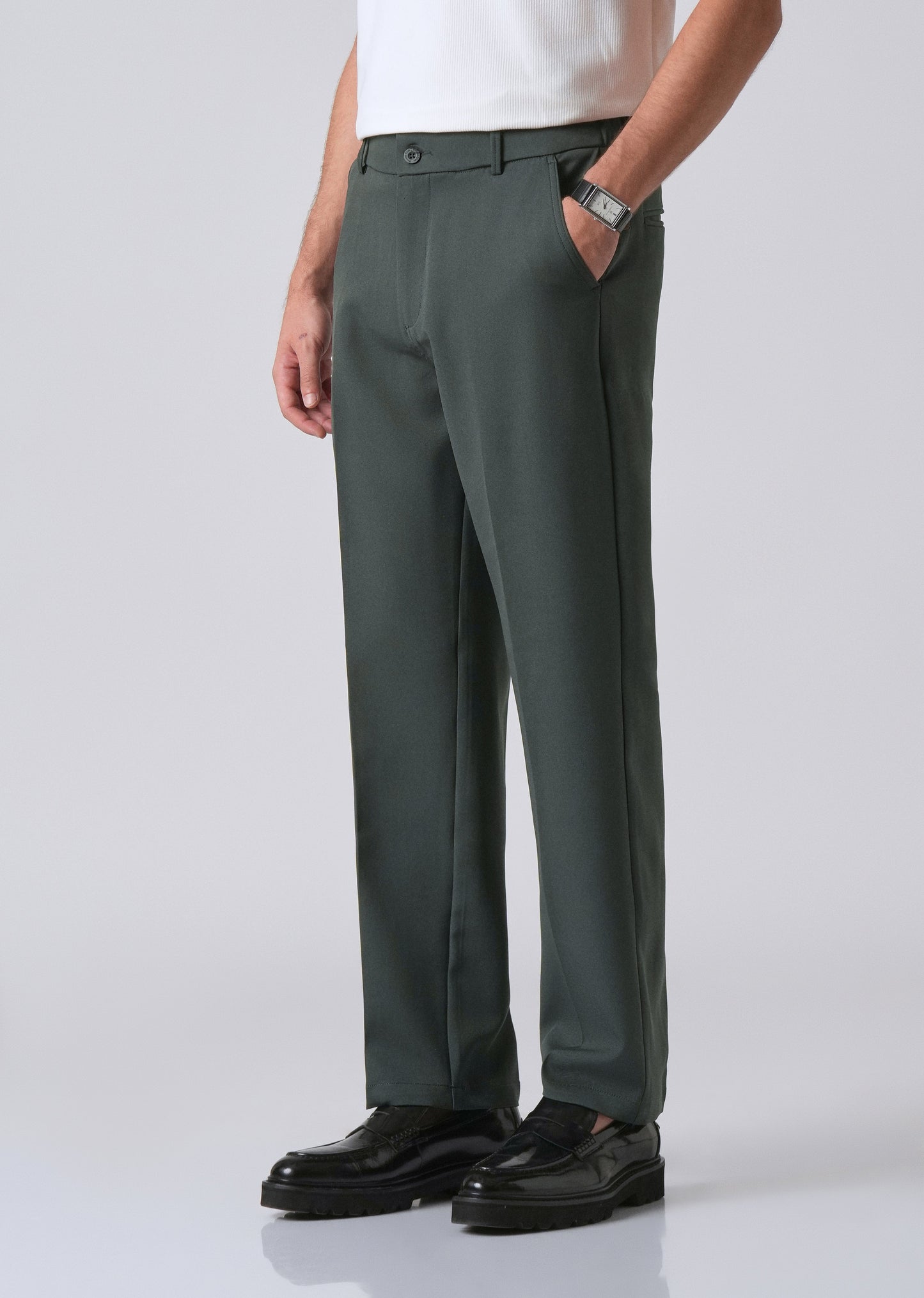 Fern Green Relaxed Fit Trousers