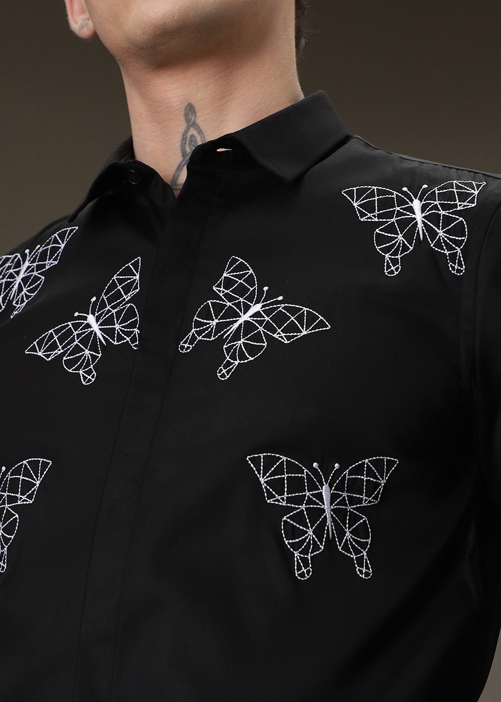 Flutter Embroidery Black Designer Shirt