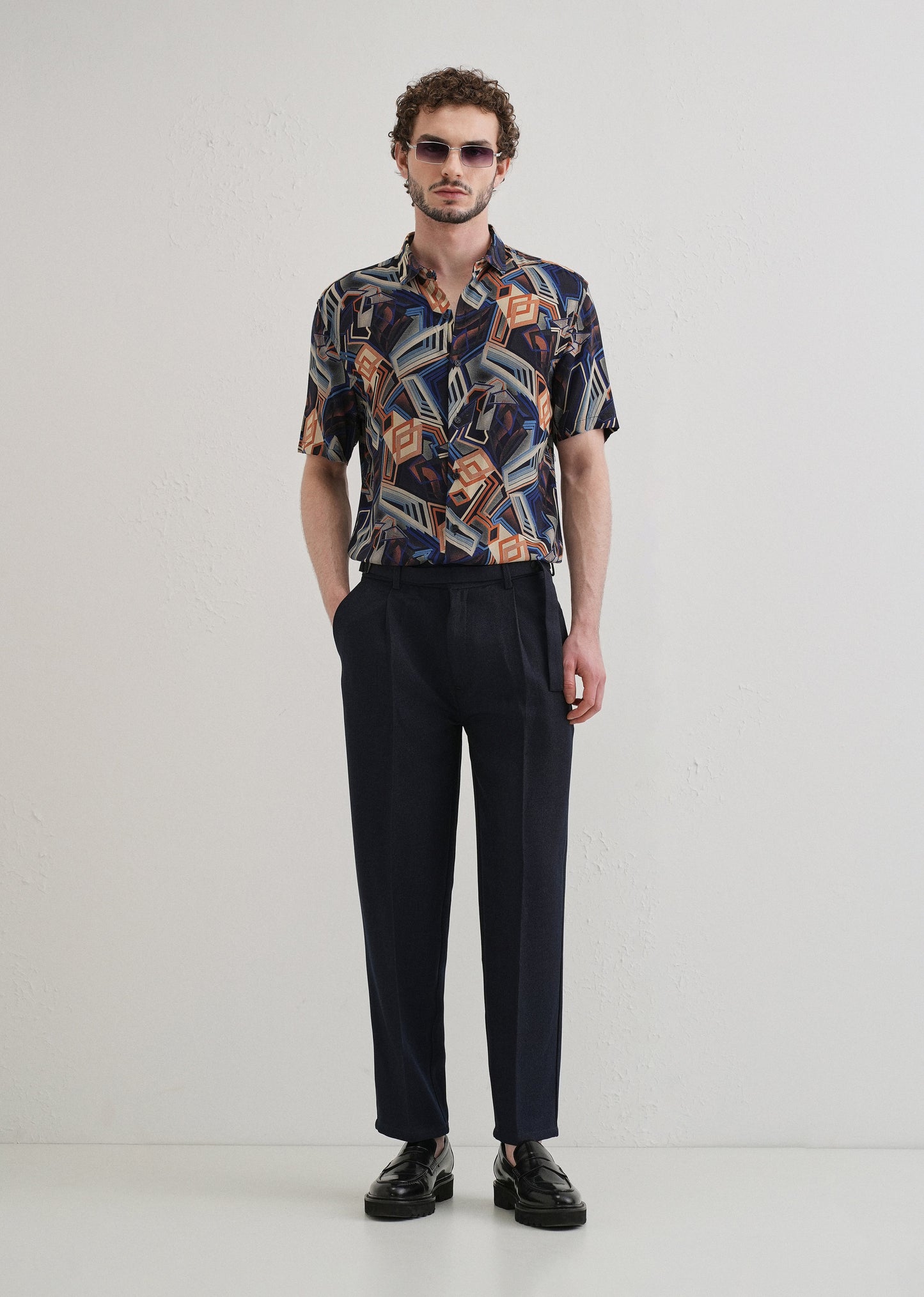 Geometric Blue Feather shirt