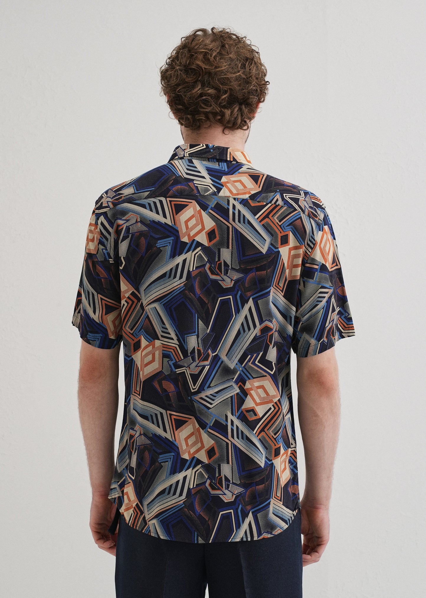 Geometric Blue Feather shirt