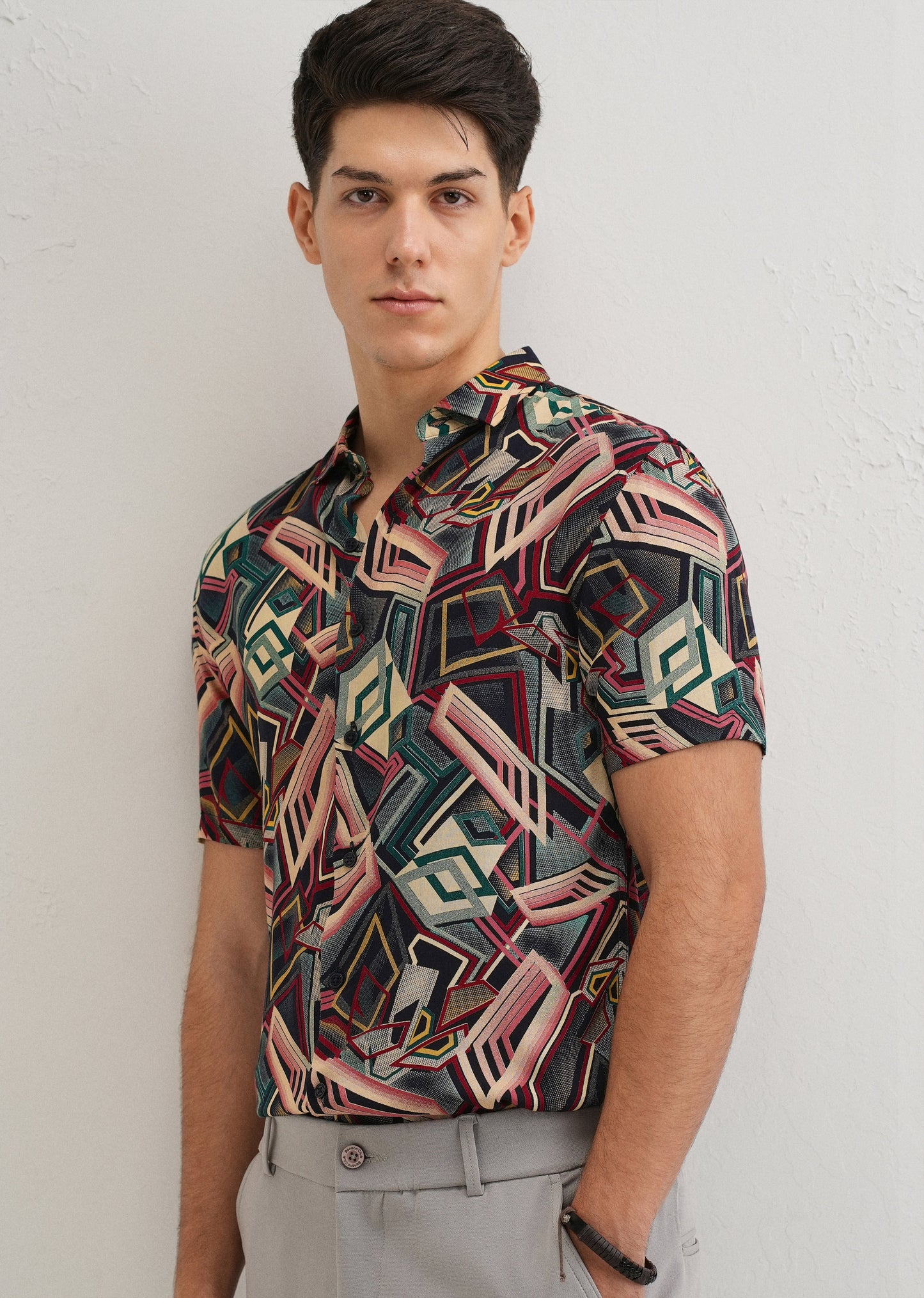 Geometric Red Feather shirt