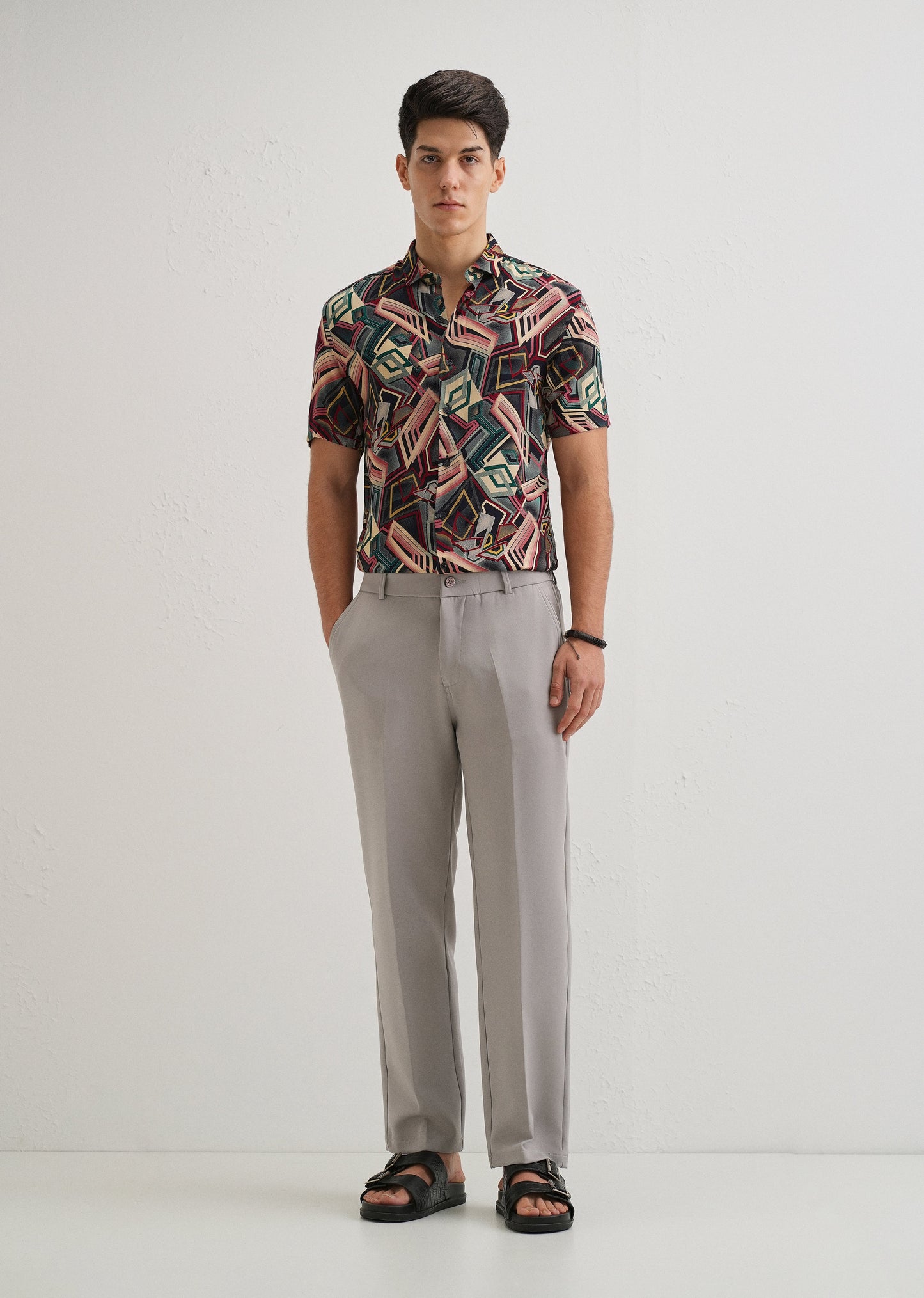 Geometric Red Feather shirt