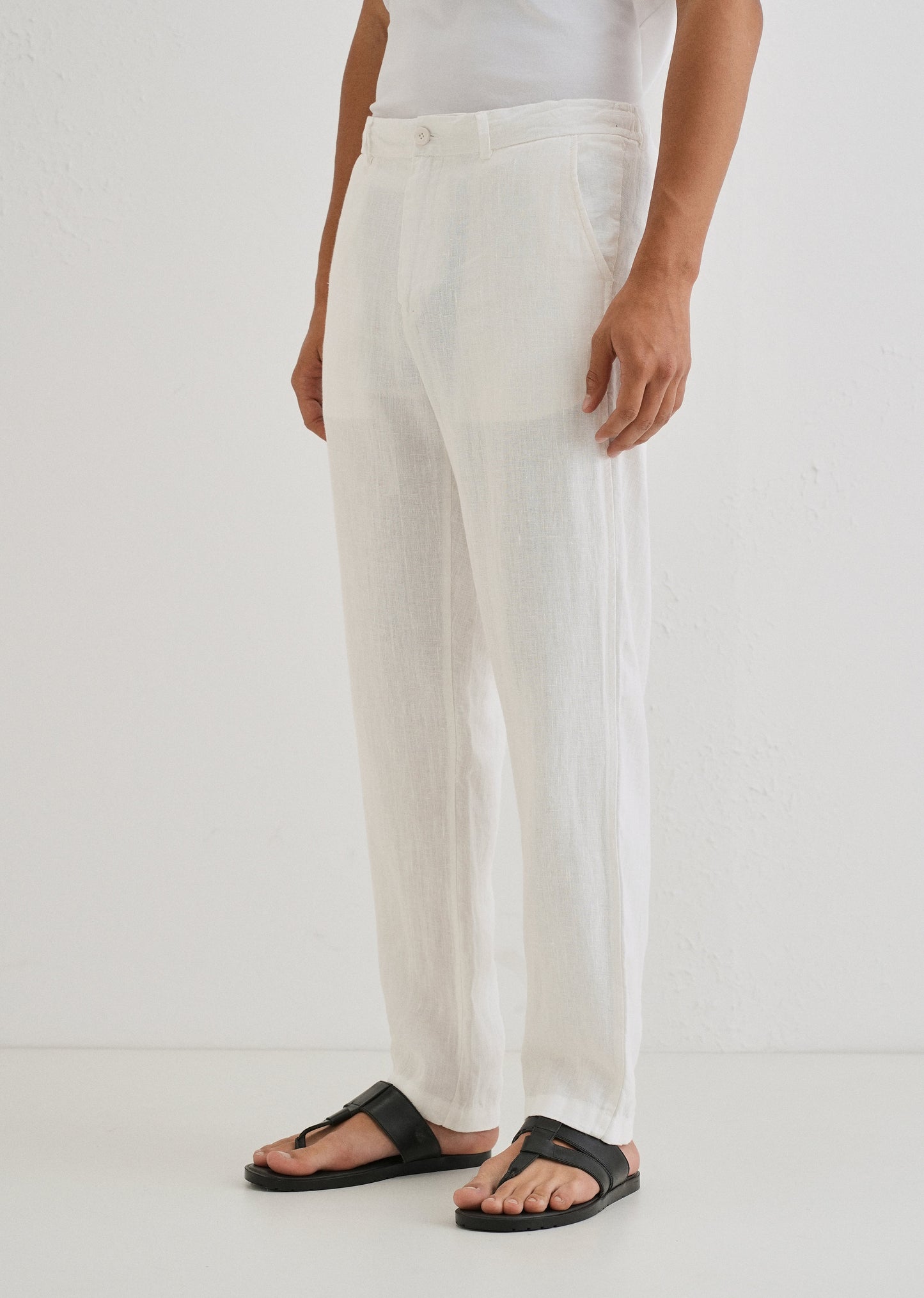 Glacier White Linen pant