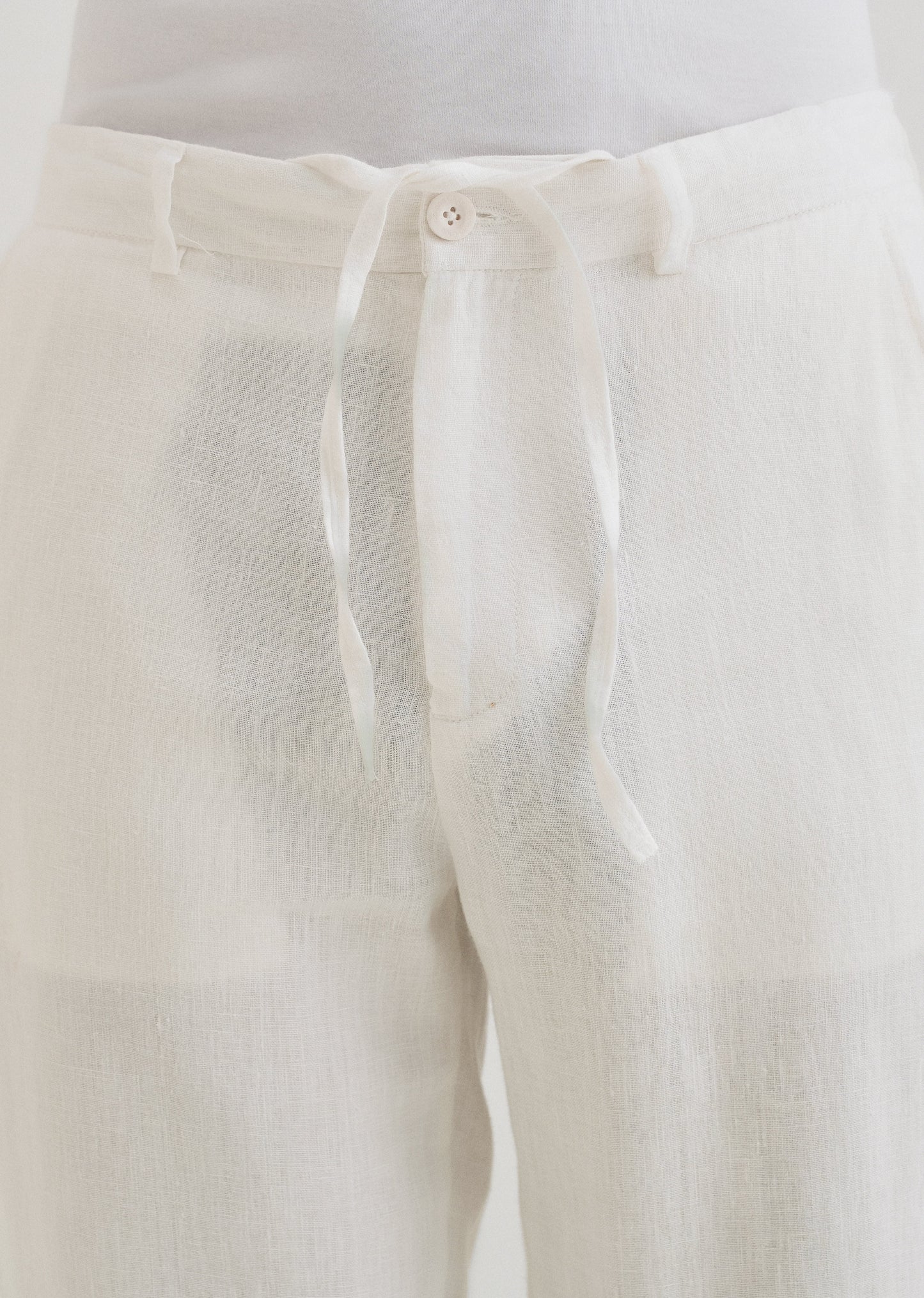 Glacier White Linen pant