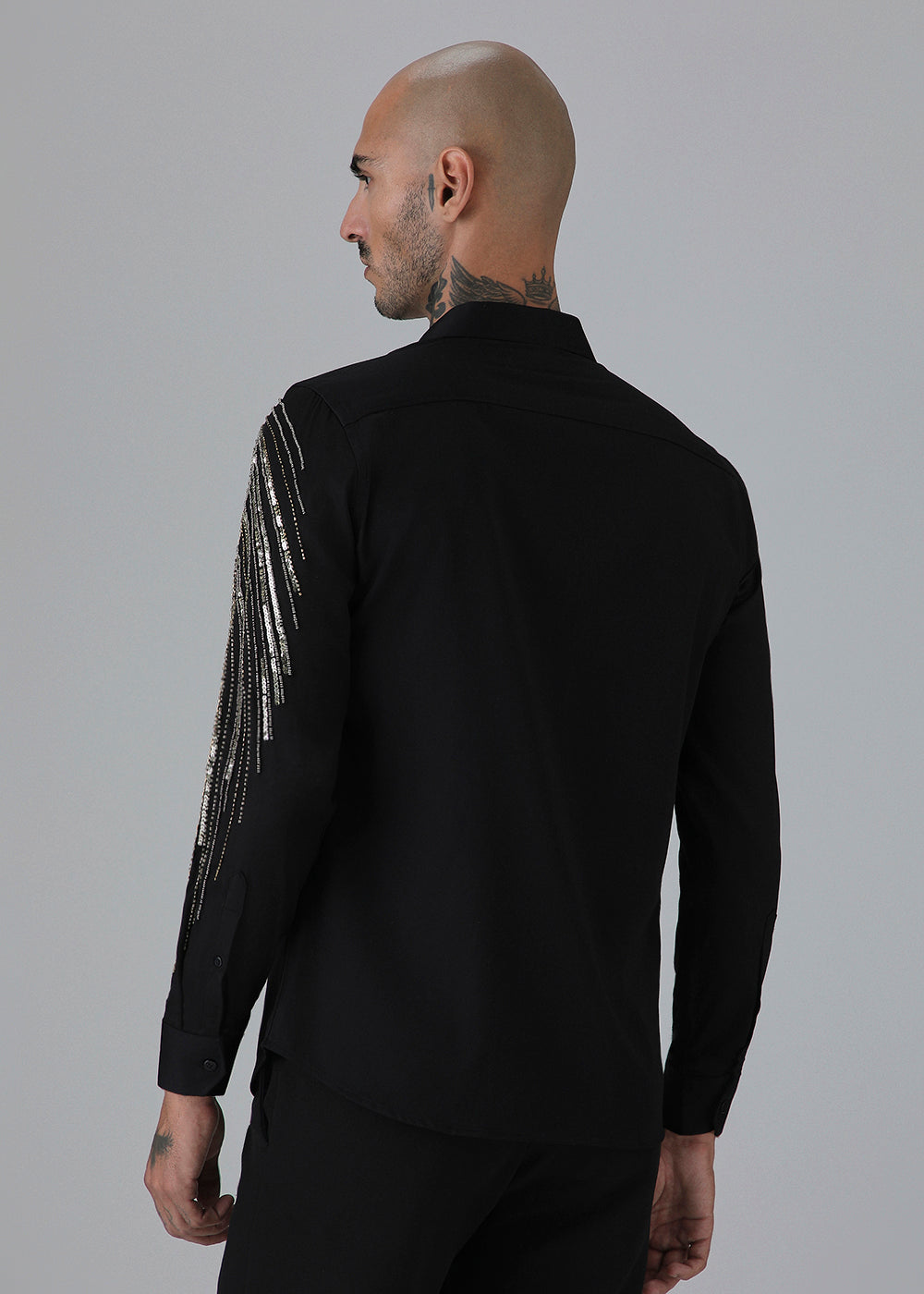 Gold Eagle Black Embellished Designer Shirt