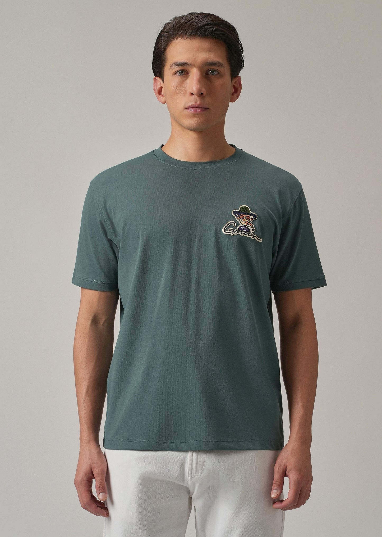 Green Printed Slim Fit T-Shirt