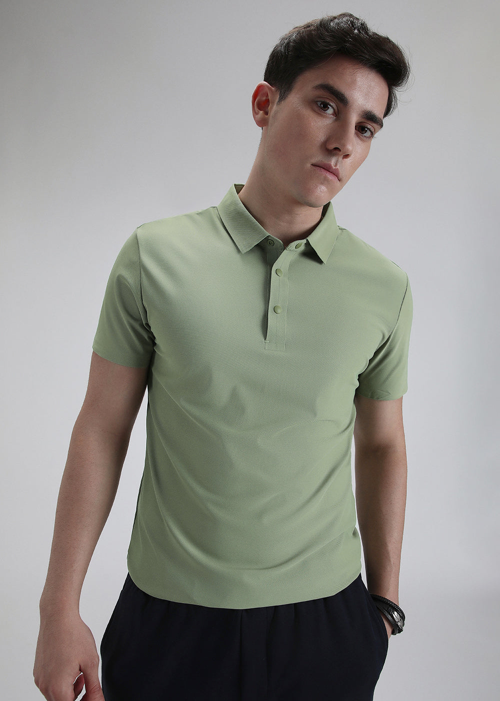 Green Plain Stitchless Polo T-shirt