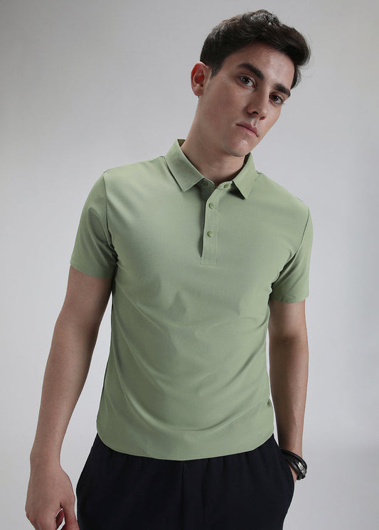 Green Plain Stitchless Polo T-shirt