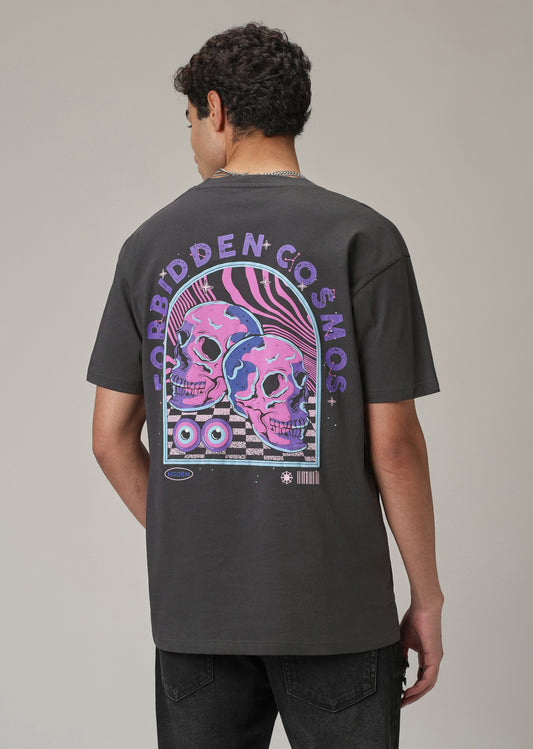 Grey Back Printed Oversized T-Shirt