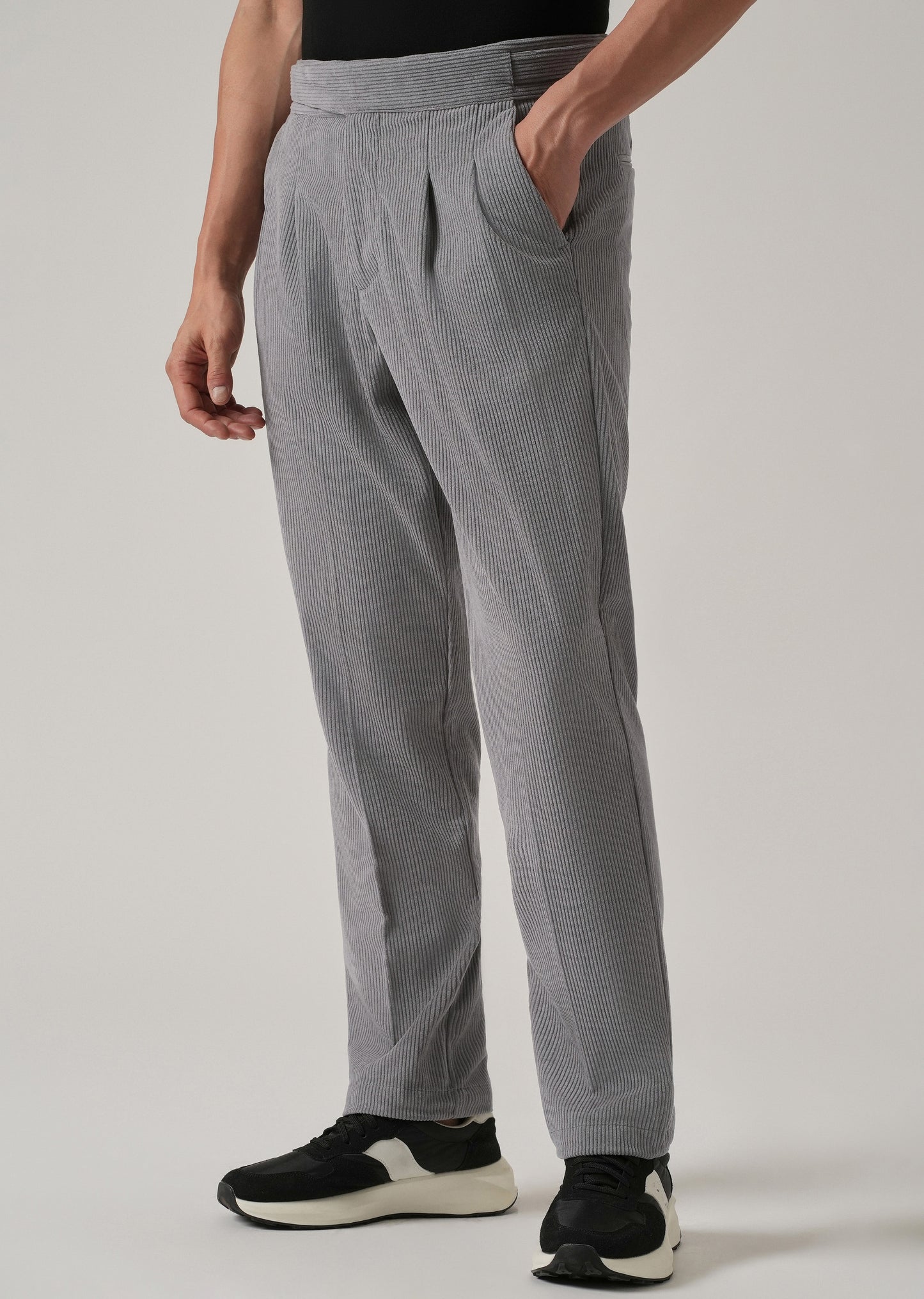 Grey Corduroy Gurkha Pants