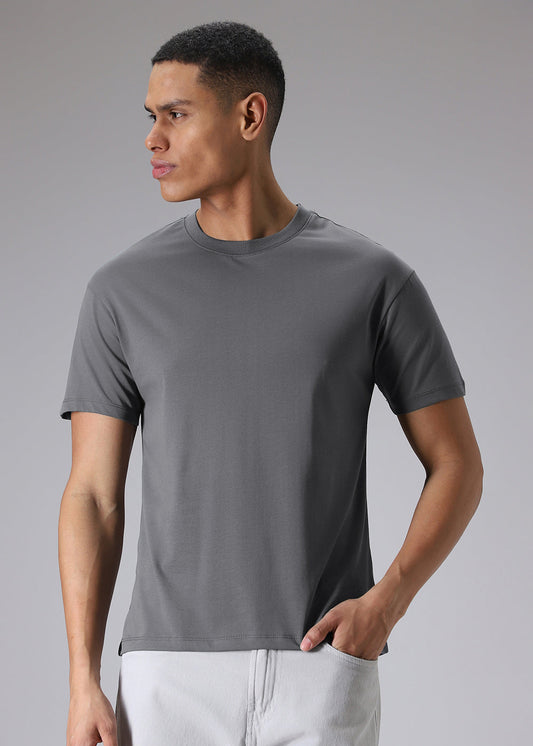 Grey Plain Regular T-shirt