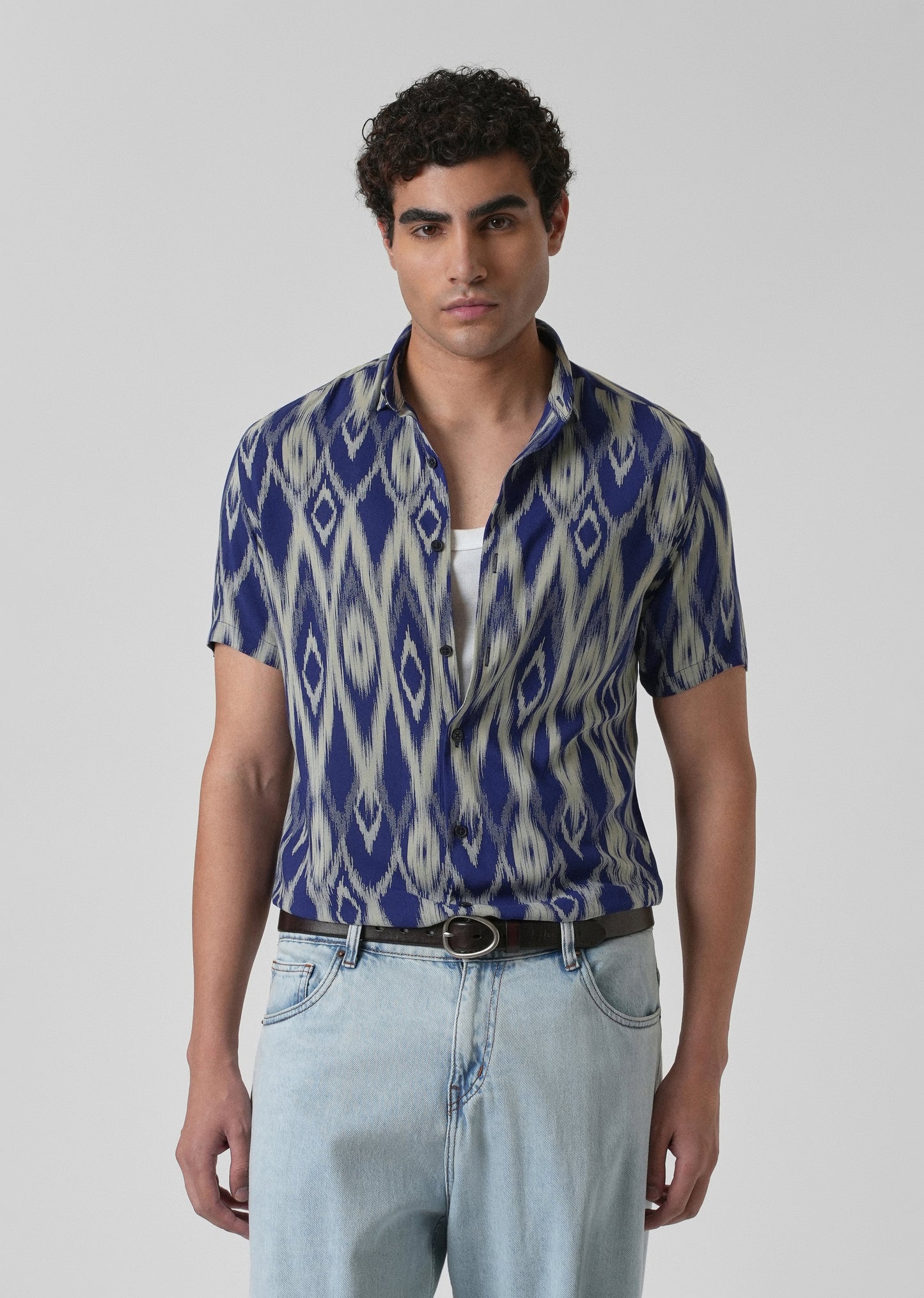 Ikat Blue Feather Shirt