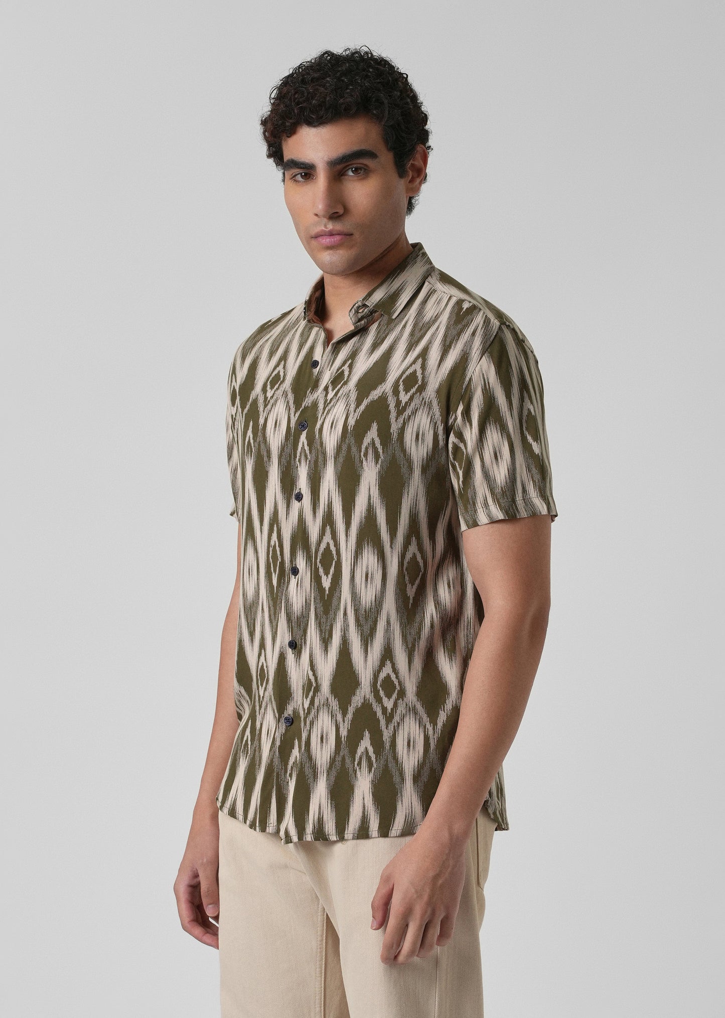 Ikat Olive Feather shirt