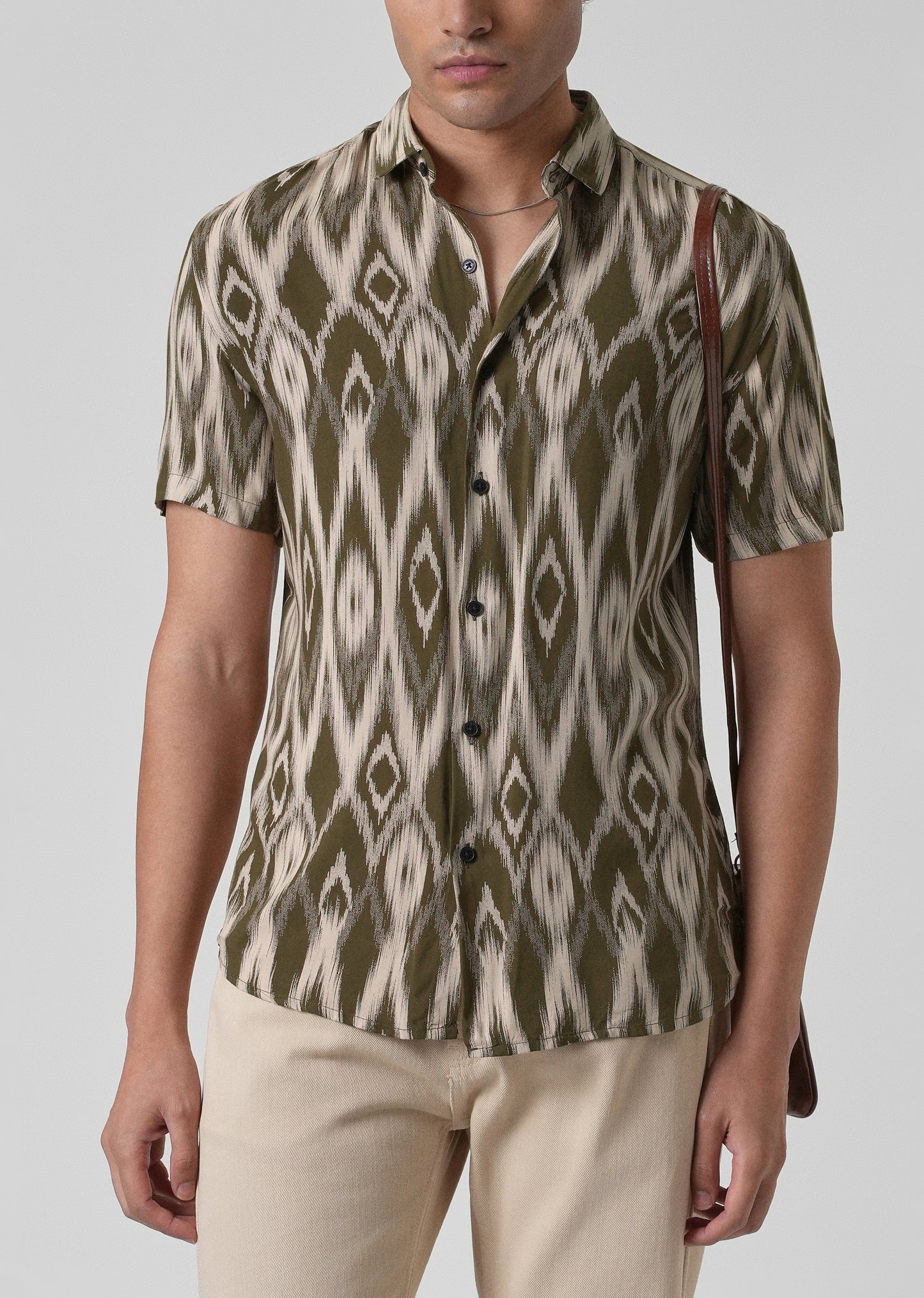 Ikat Olive Feather shirt