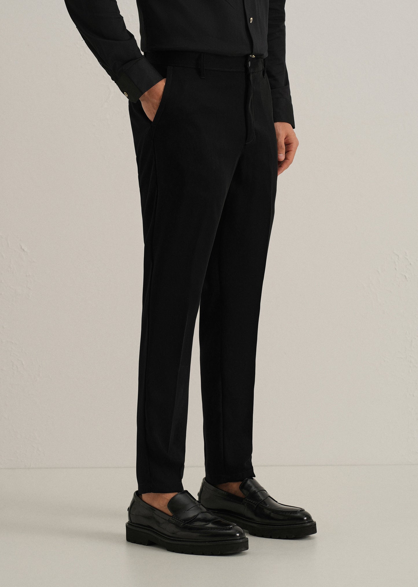 Ink Black Plain Slim Fit Trouser