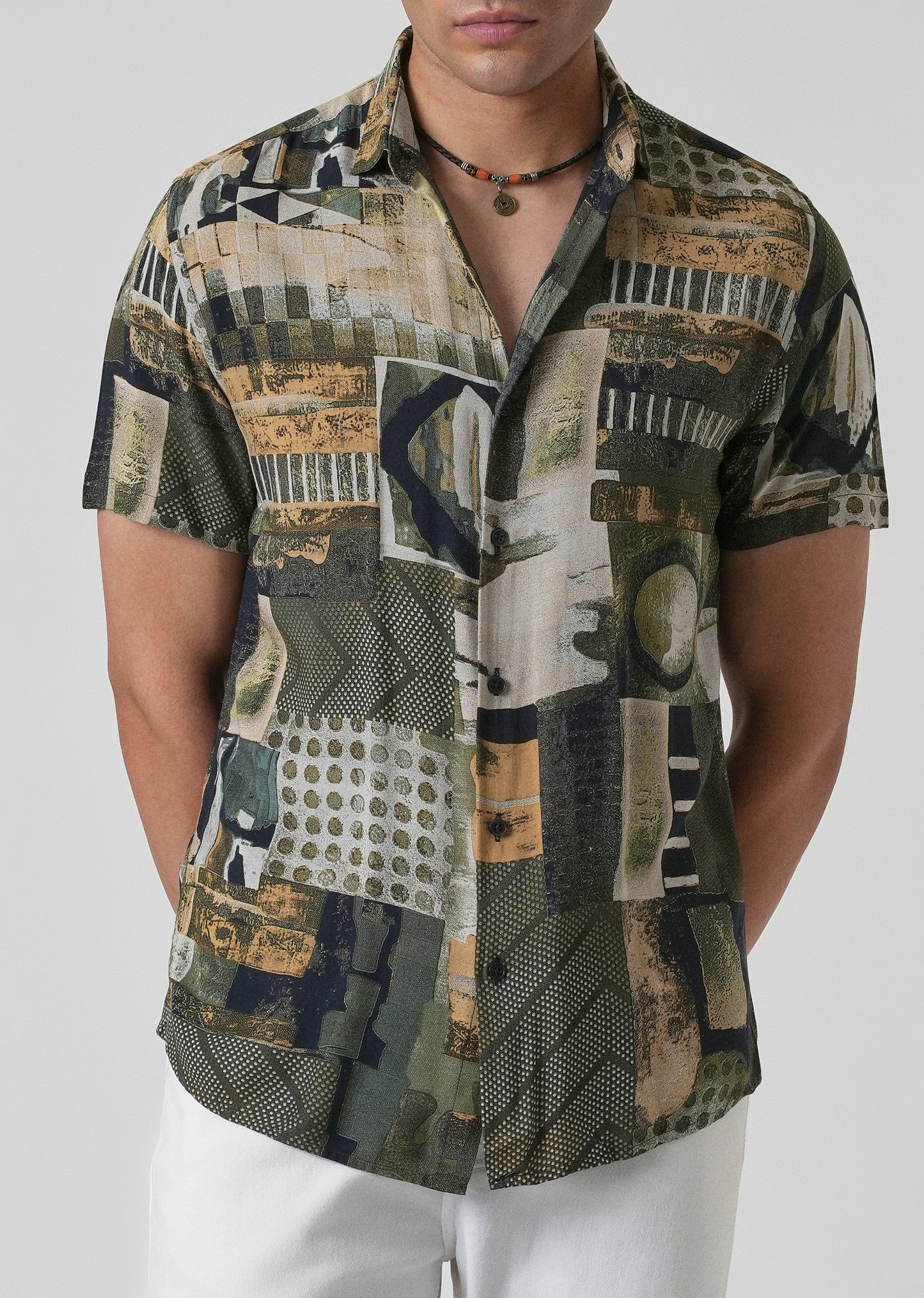 Lattice Green Feather shirt